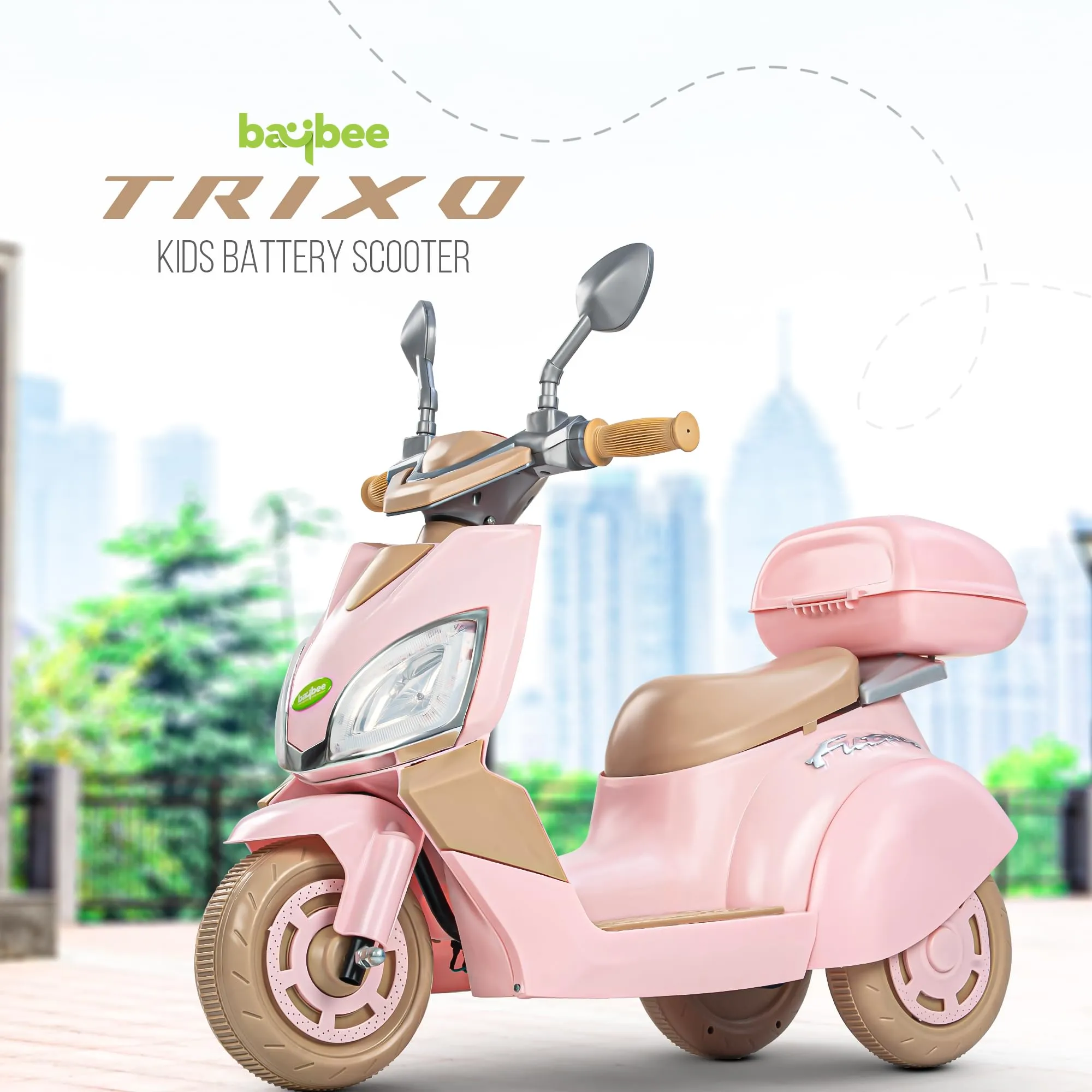 Baybee Trixo Battery Operated Bike for Kids, Ride on Toys Kids Bike Scooty with Light & Music, Baby Rechargeable Battery Bike