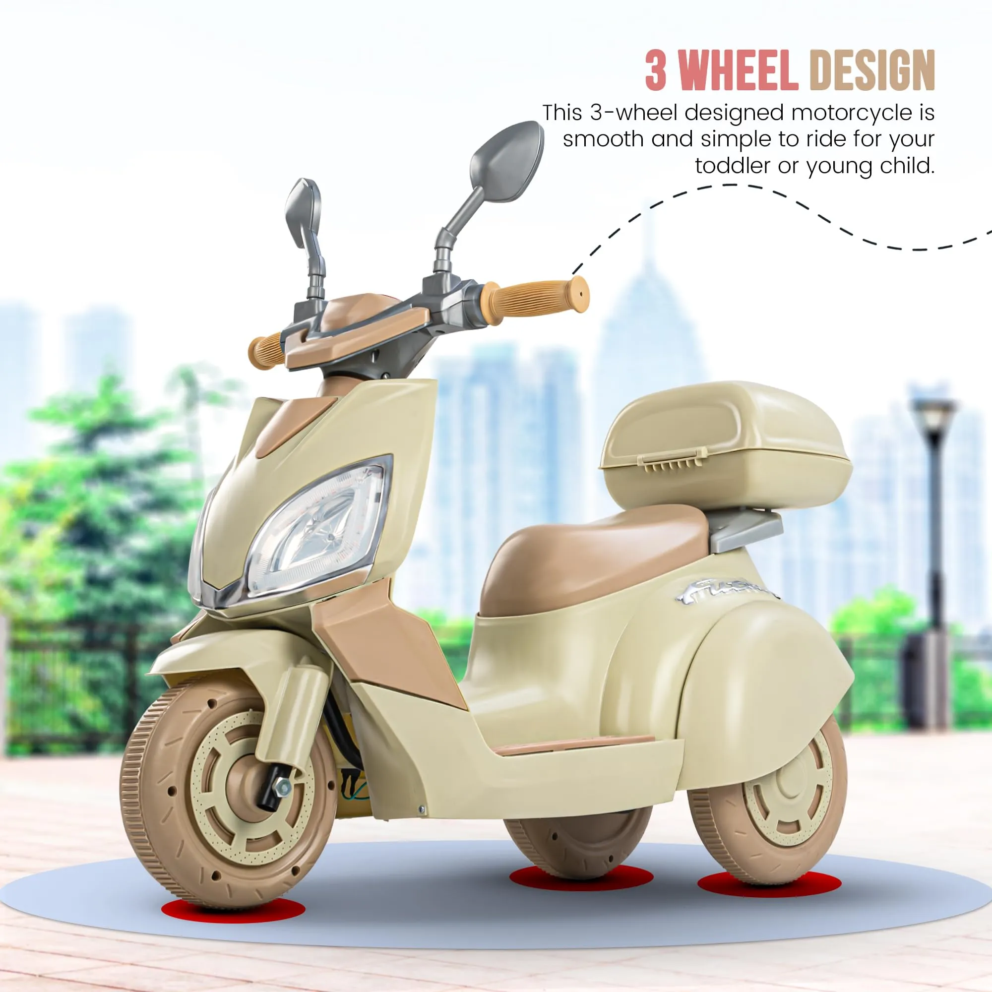 Baybee Trixo Battery Operated Bike for Kids, Ride on Toys Kids Bike Scooty with Light & Music, Baby Rechargeable Battery Bike