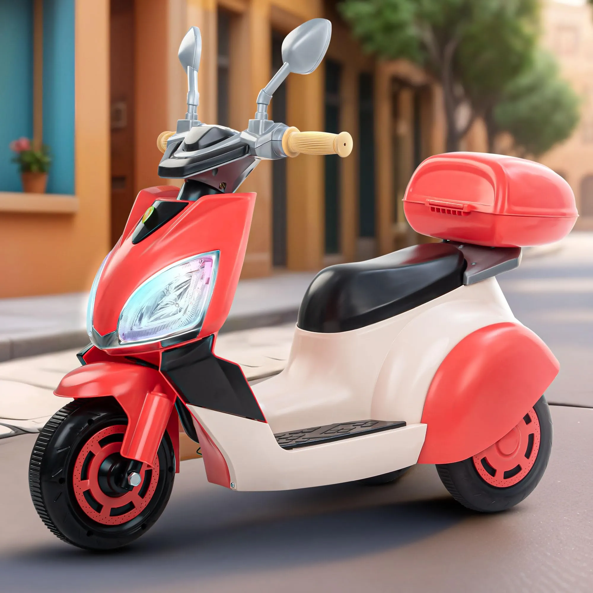 Baybee Trixo Battery Operated Bike for Kids, Ride on Toys Kids Bike Scooty with Light & Music, Baby Rechargeable Battery Bike