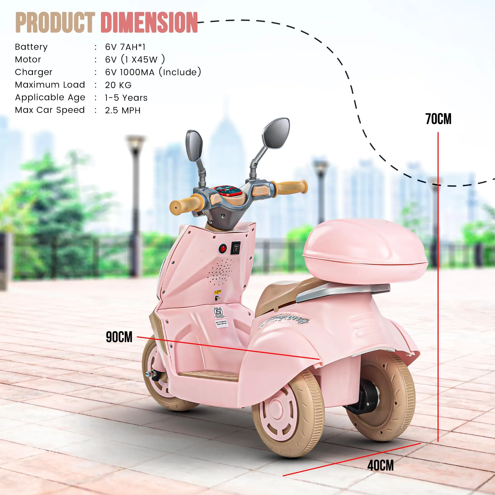 Baybee Trixo Battery Operated Bike for Kids, Ride on Toys Kids Bike Scooty with Light & Music, Baby Rechargeable Battery Bike