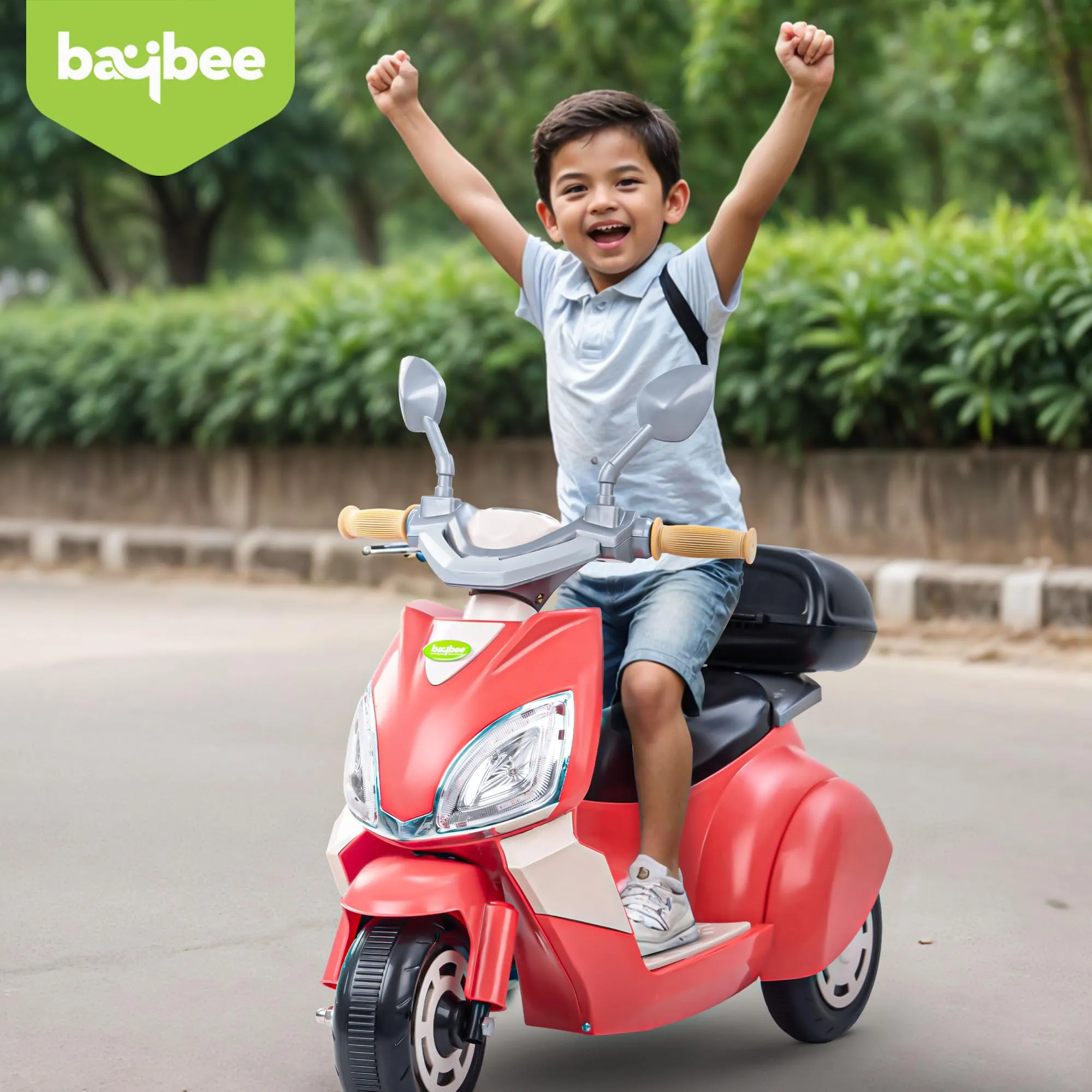 Baybee Trixo Battery Operated Bike for Kids, Ride on Toys Kids Bike Scooty with Light & Music, Baby Rechargeable Battery Bike