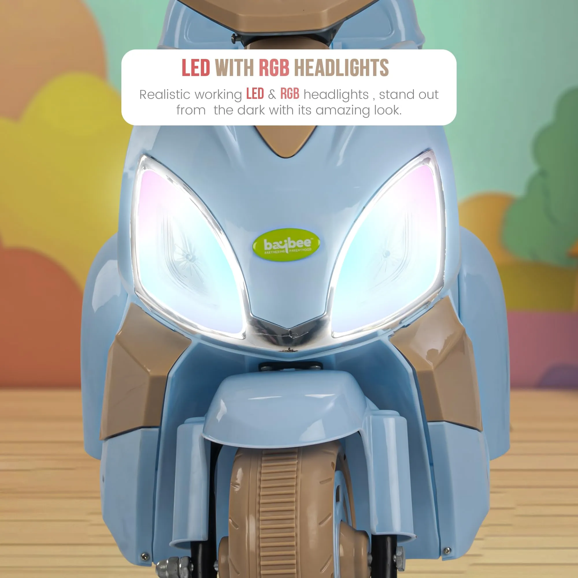 Baybee Trixo Battery Operated Bike for Kids, Ride on Toys Kids Bike Scooty with Light & Music, Baby Rechargeable Battery Bike