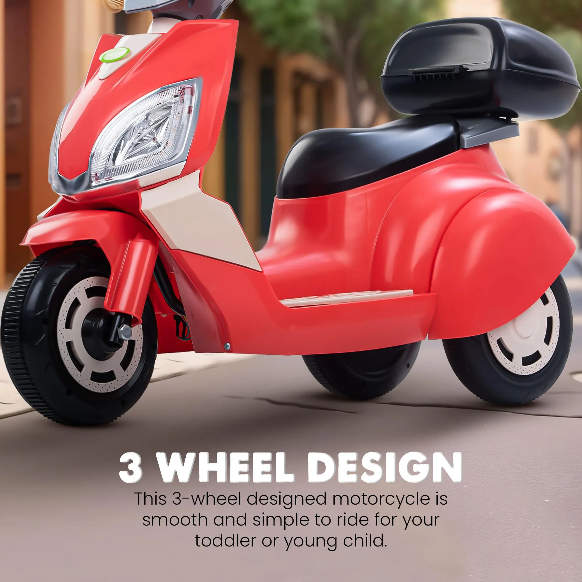 Baybee Trixo Battery Operated Bike for Kids, Ride on Toys Kids Bike Scooty with Light & Music, Baby Rechargeable Battery Bike