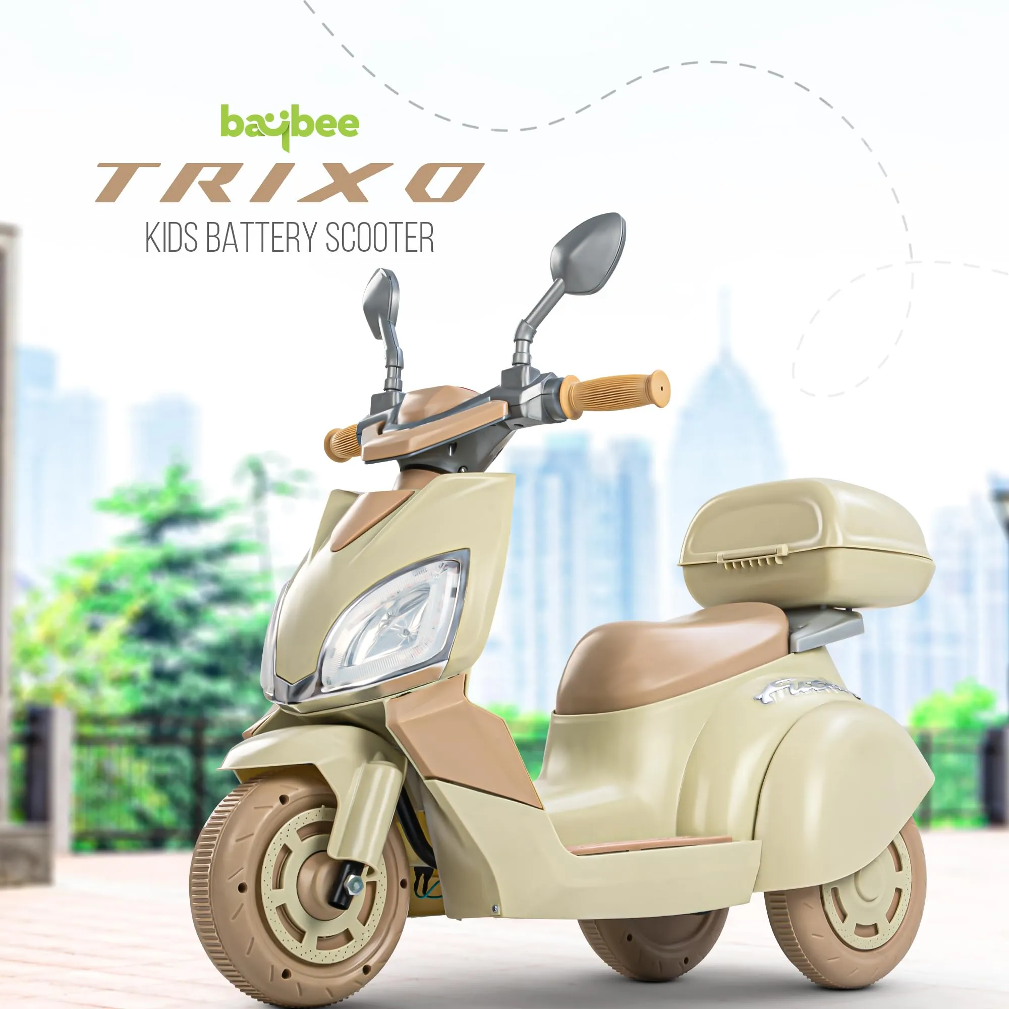 Baybee Trixo Battery Operated Bike for Kids, Ride on Toys Kids Bike Scooty with Light & Music, Baby Rechargeable Battery Bike