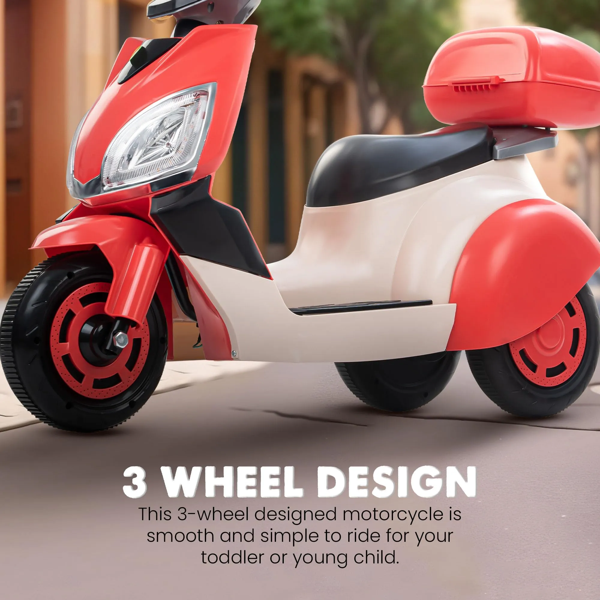 Baybee Trixo Battery Operated Bike for Kids, Ride on Toys Kids Bike Scooty with Light & Music, Baby Rechargeable Battery Bike