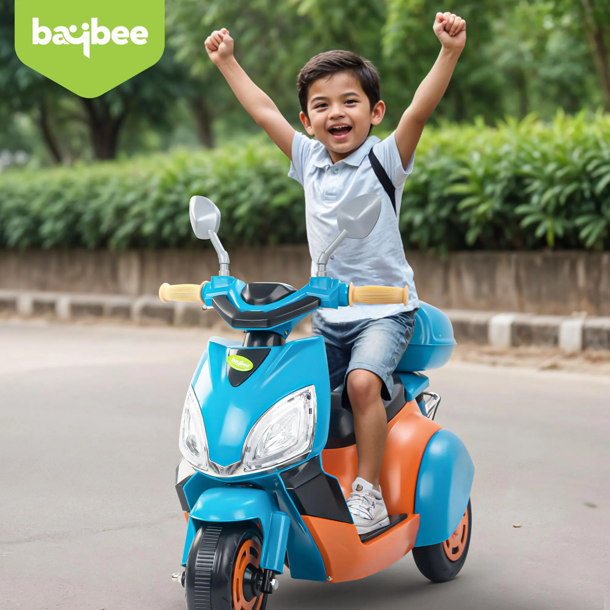 Baybee Trixo Battery Operated Bike for Kids, Ride on Toys Kids Bike Scooty with Light & Music, Baby Rechargeable Battery Bike