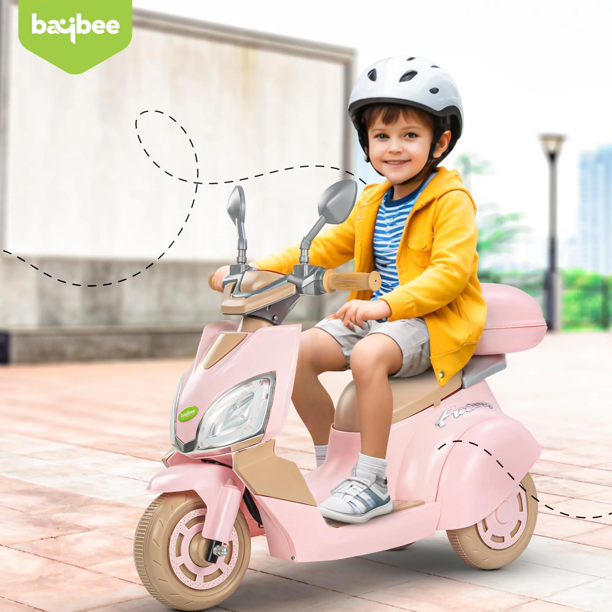Baybee Trixo Battery Operated Bike for Kids, Ride on Toys Kids Bike Scooty with Light & Music, Baby Rechargeable Battery Bike