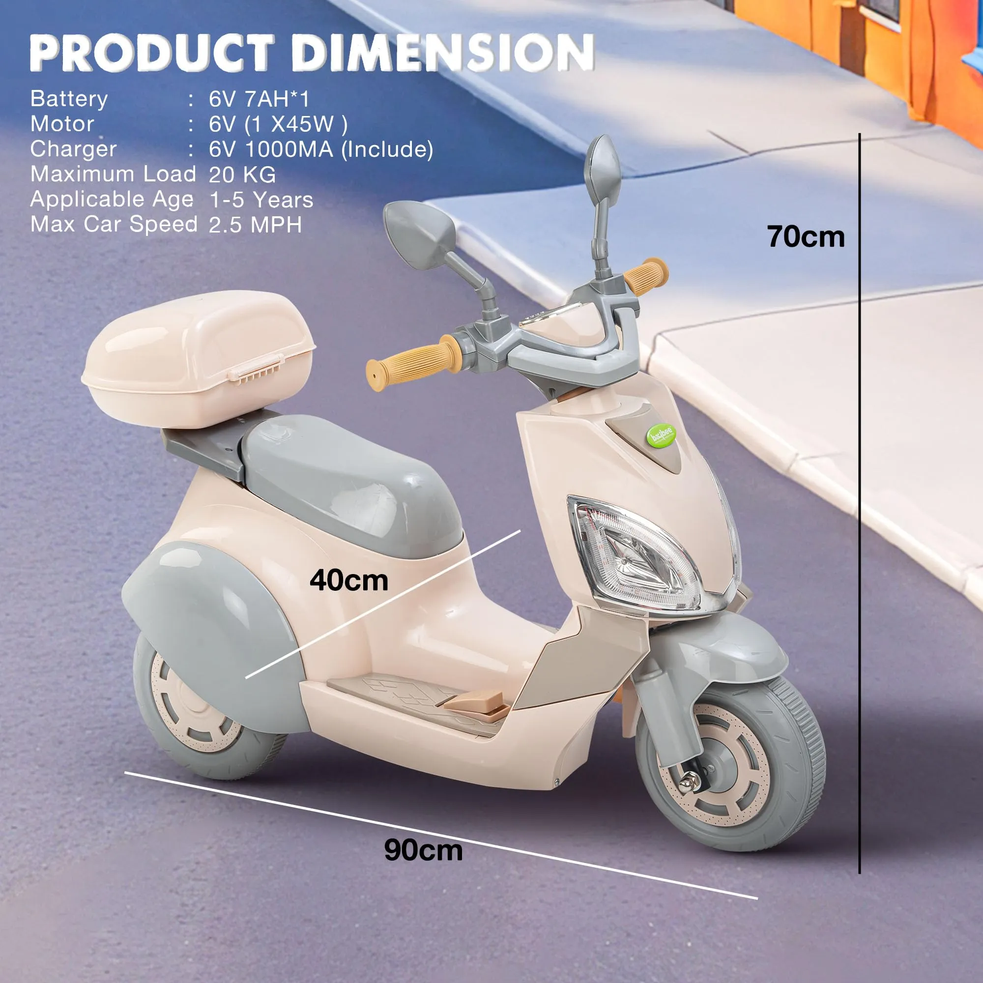 Baybee Trixo Battery Operated Bike for Kids, Ride on Toys Kids Bike Scooty with Light & Music, Baby Rechargeable Battery Bike