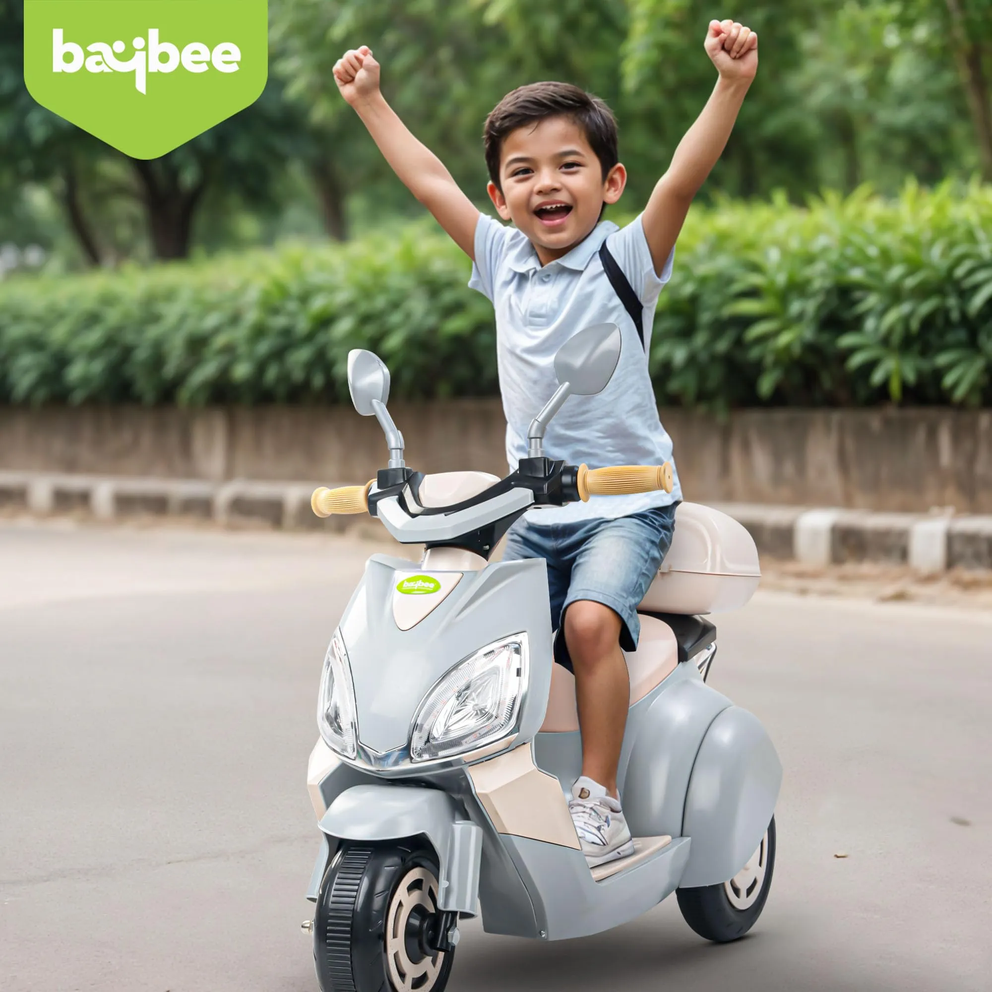 Baybee Trixo Battery Operated Bike for Kids, Ride on Toys Kids Bike Scooty with Light & Music, Baby Rechargeable Battery Bike