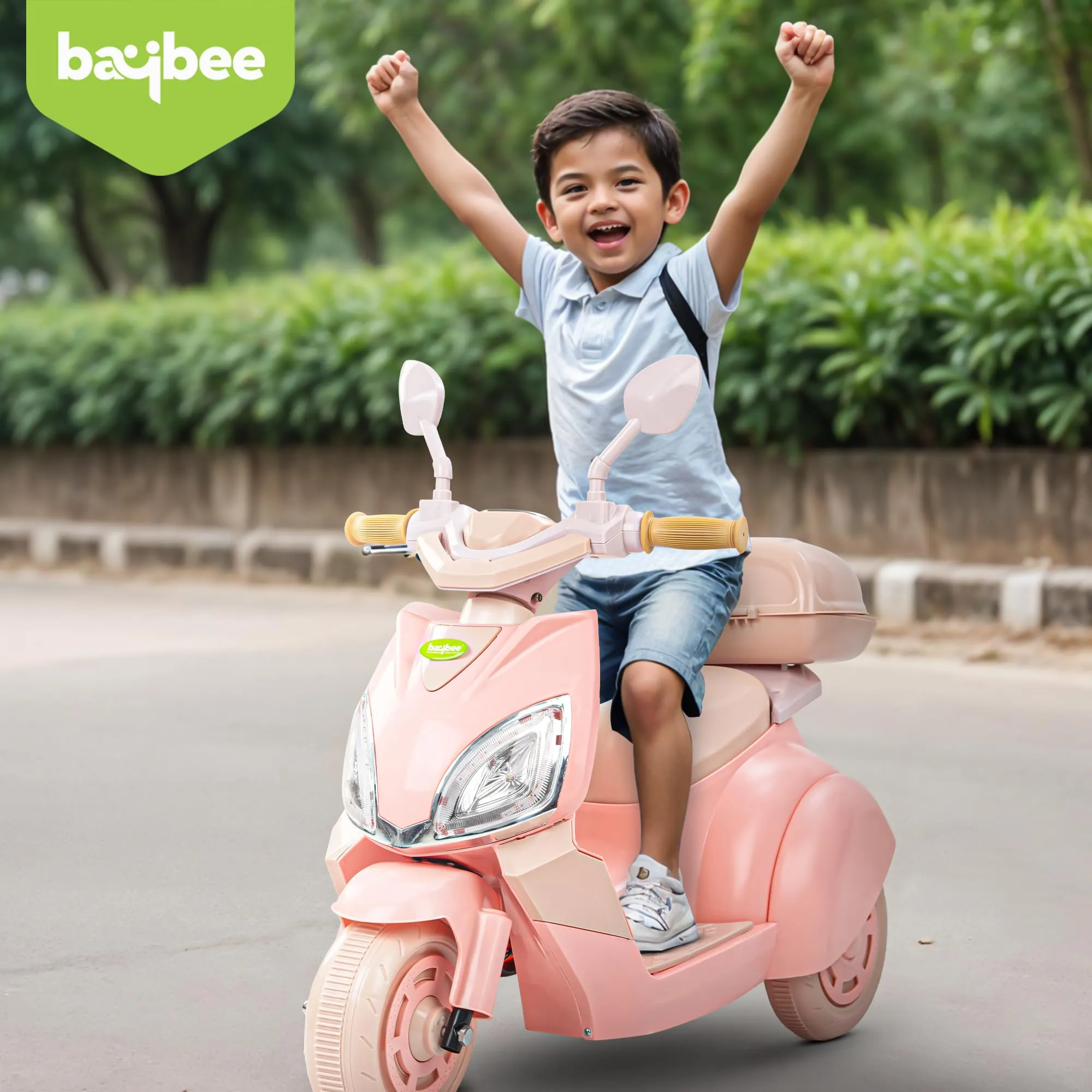 Baybee Trixo Battery Operated Bike for Kids, Ride on Toys Kids Bike Scooty with Light & Music, Baby Rechargeable Battery Bike