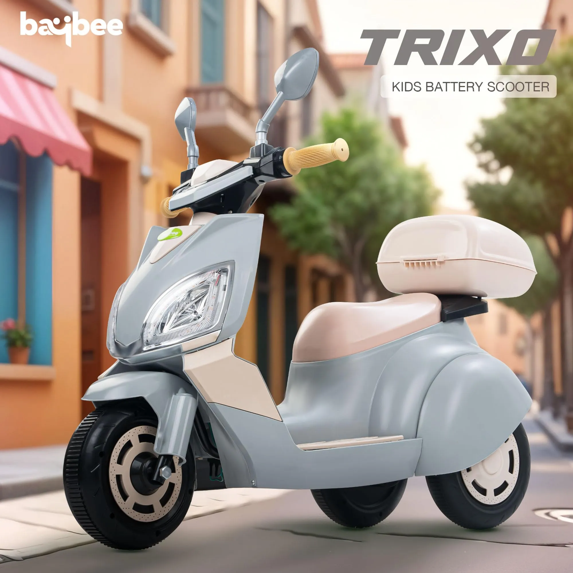 Baybee Trixo Battery Operated Bike for Kids, Ride on Toys Kids Bike Scooty with Light & Music, Baby Rechargeable Battery Bike