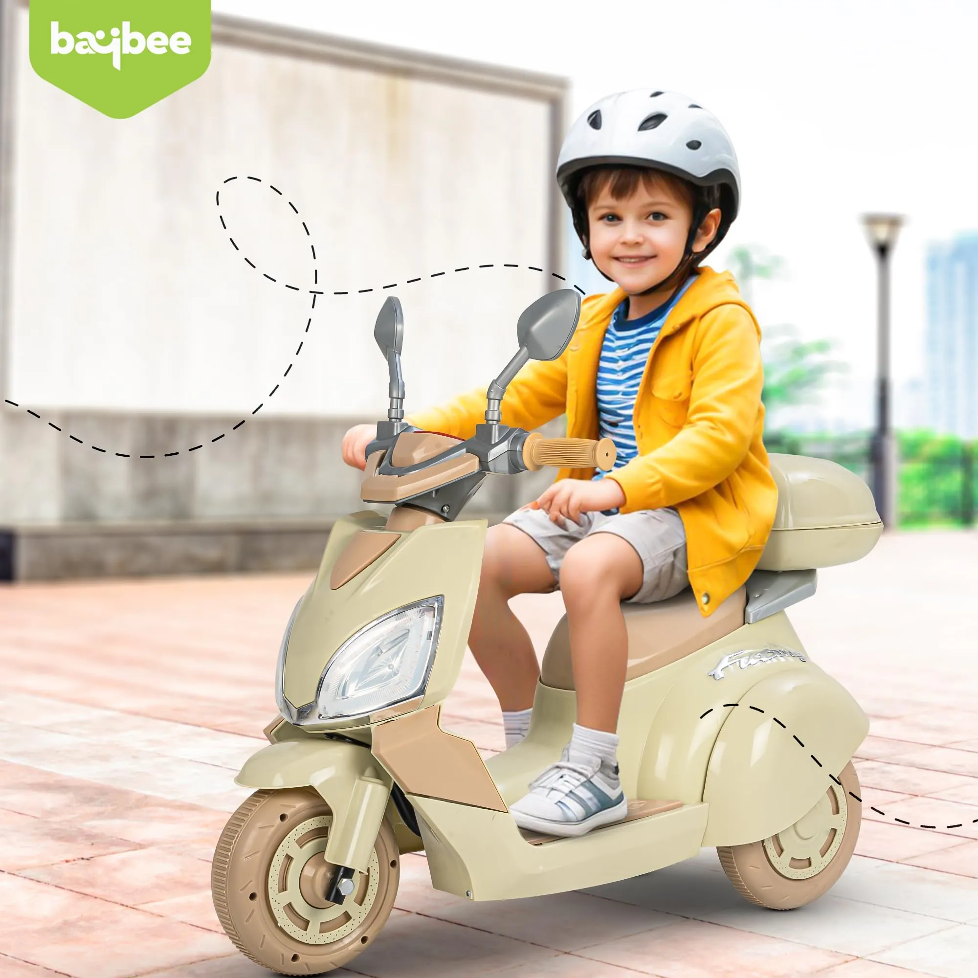 Baybee Trixo Battery Operated Bike for Kids, Ride on Toys Kids Bike Scooty with Light & Music, Baby Rechargeable Battery Bike