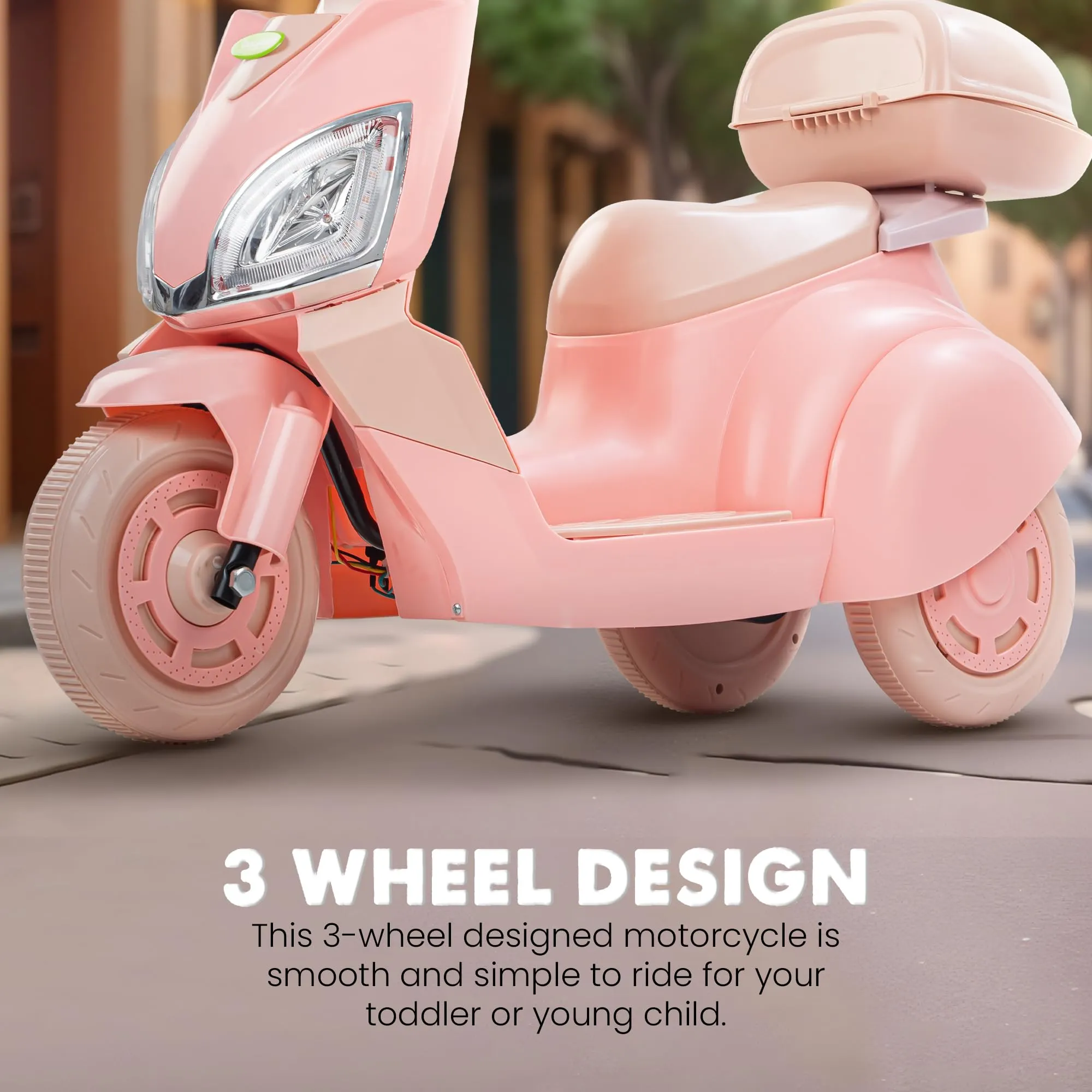 Baybee Trixo Battery Operated Bike for Kids, Ride on Toys Kids Bike Scooty with Light & Music, Baby Rechargeable Battery Bike