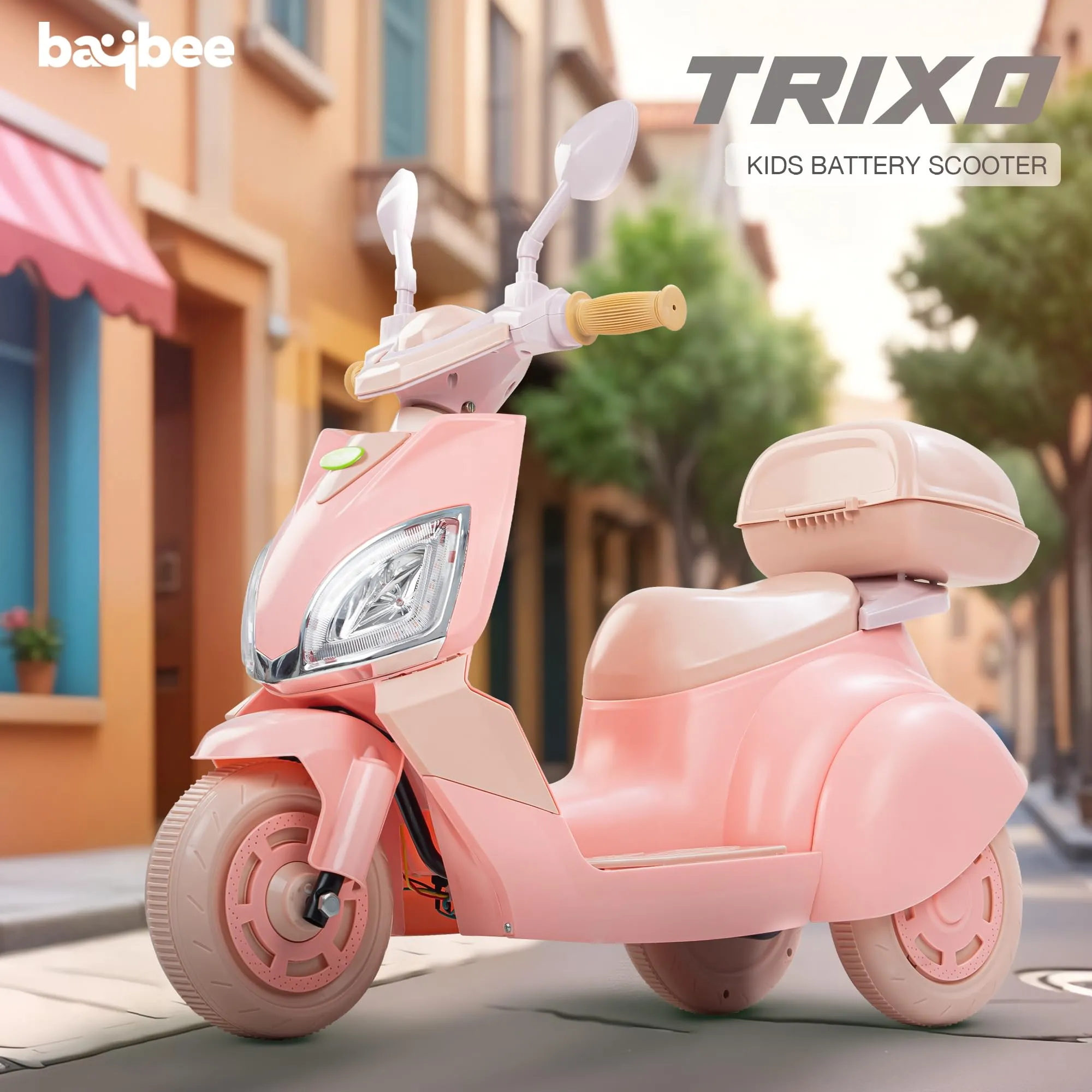 Baybee Trixo Battery Operated Bike for Kids, Ride on Toys Kids Bike Scooty with Light & Music, Baby Rechargeable Battery Bike