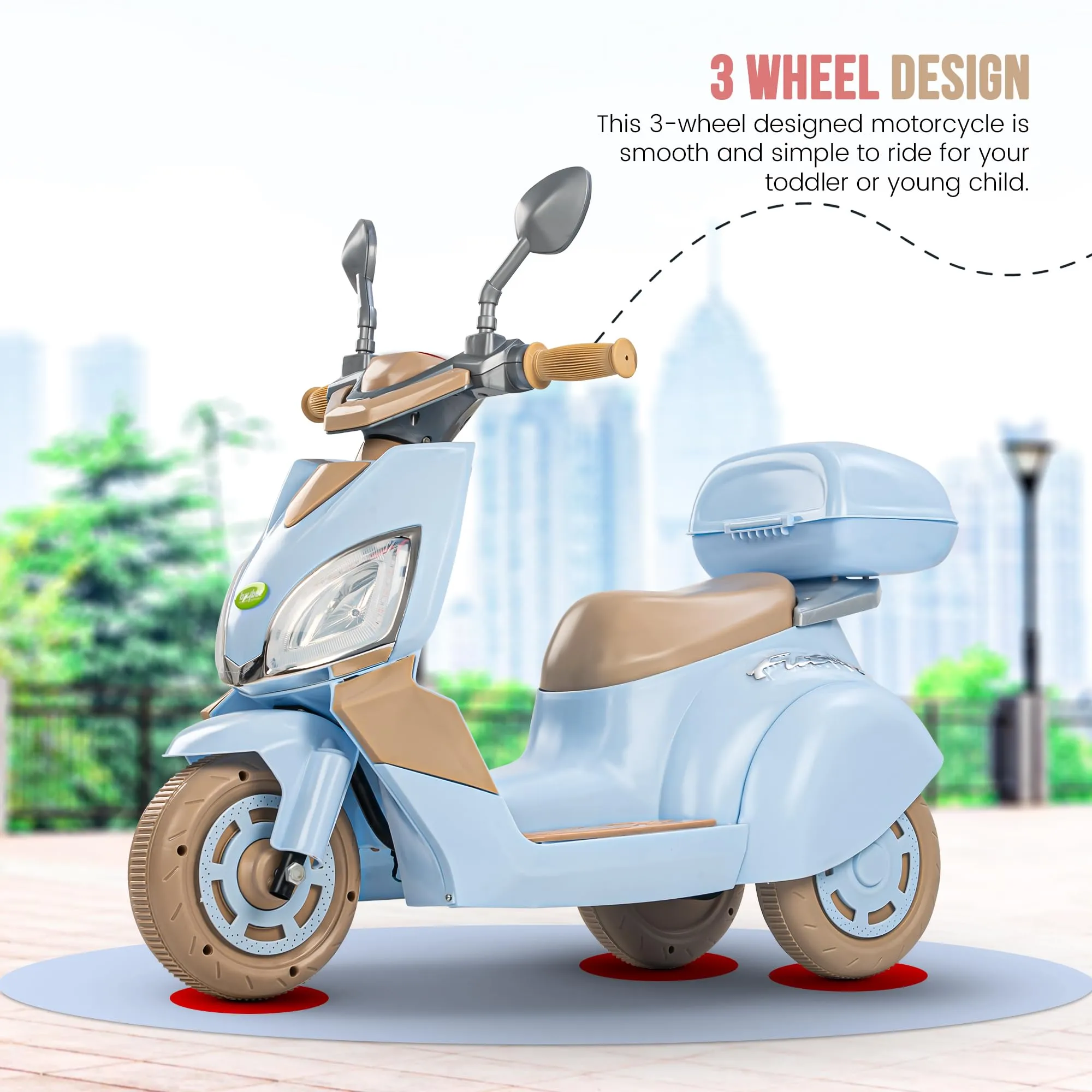 Baybee Trixo Battery Operated Bike for Kids, Ride on Toys Kids Bike Scooty with Light & Music, Baby Rechargeable Battery Bike