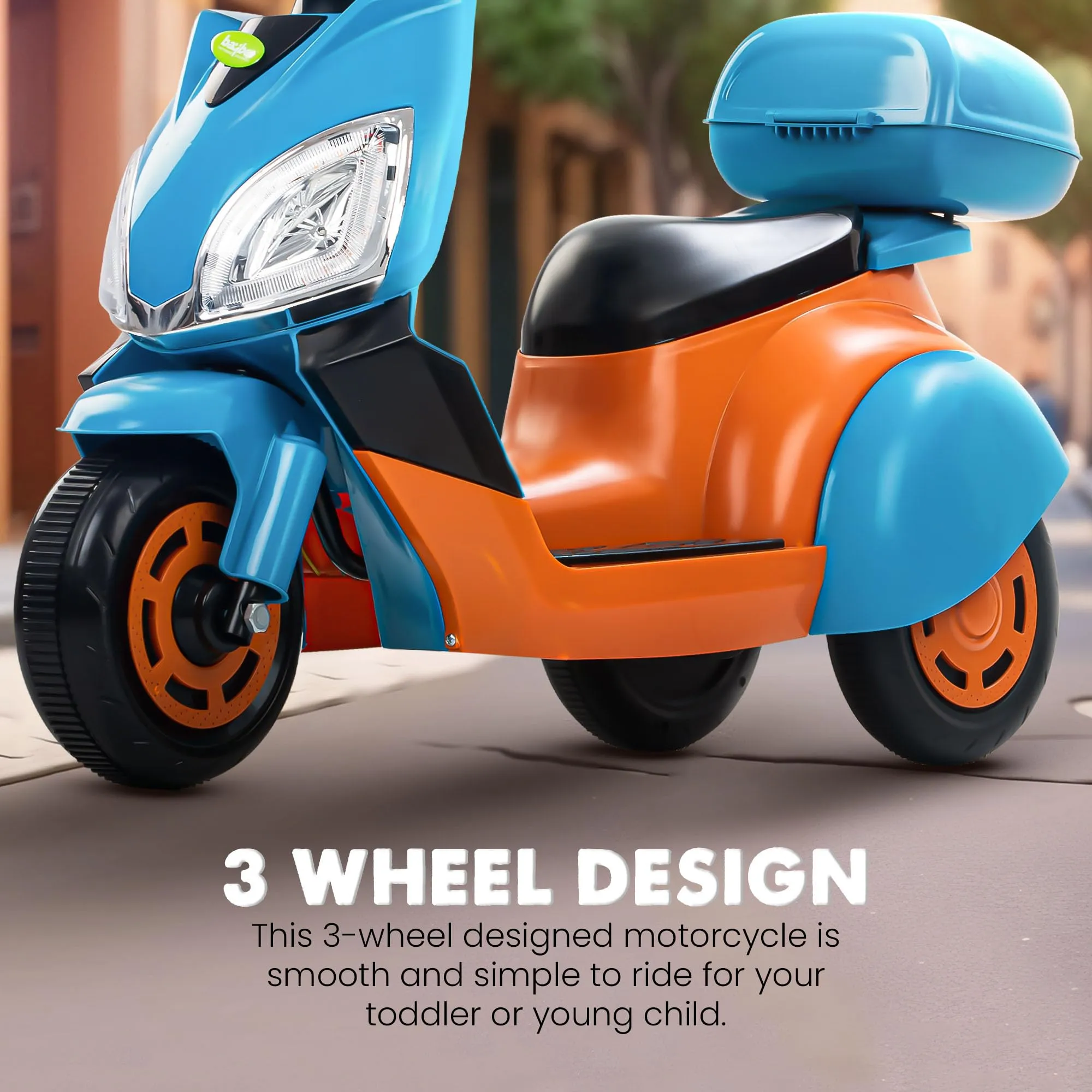 Baybee Trixo Battery Operated Bike for Kids, Ride on Toys Kids Bike Scooty with Light & Music, Baby Rechargeable Battery Bike