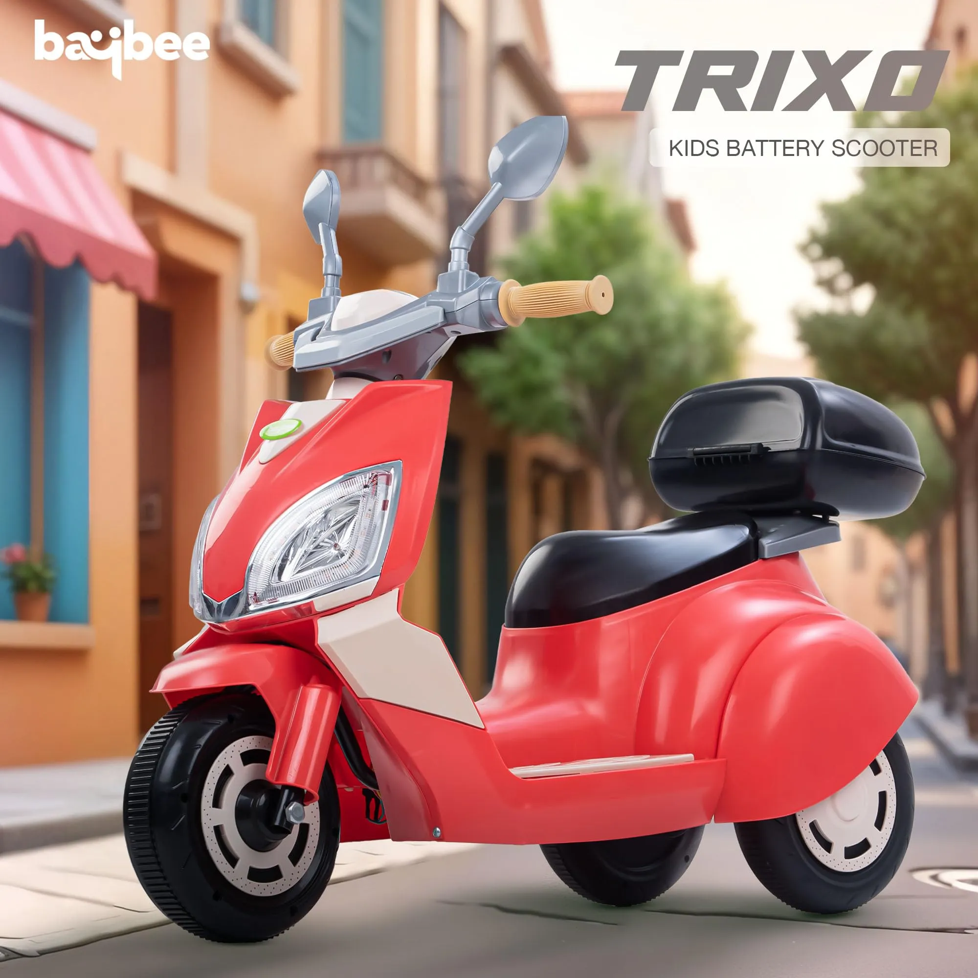 Baybee Trixo Battery Operated Bike for Kids, Ride on Toys Kids Bike Scooty with Light & Music, Baby Rechargeable Battery Bike