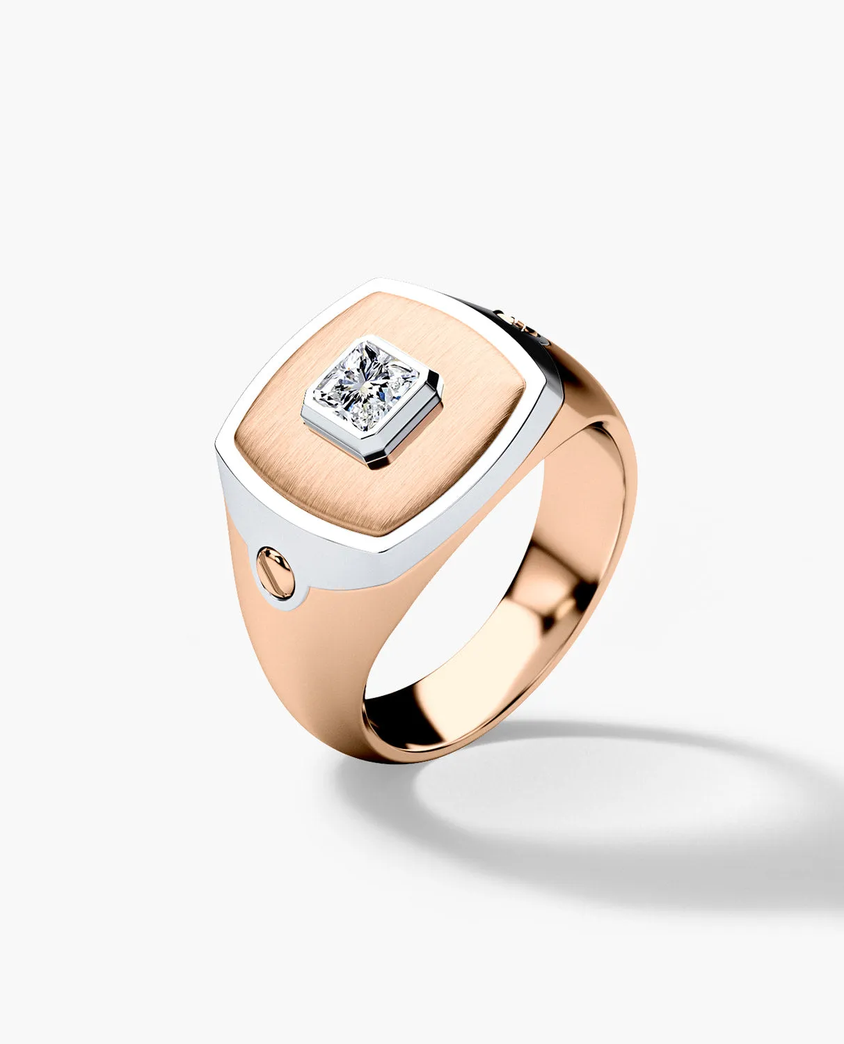 BETZ Two-Tone Gold Signet Ring with Diamond - Version 2