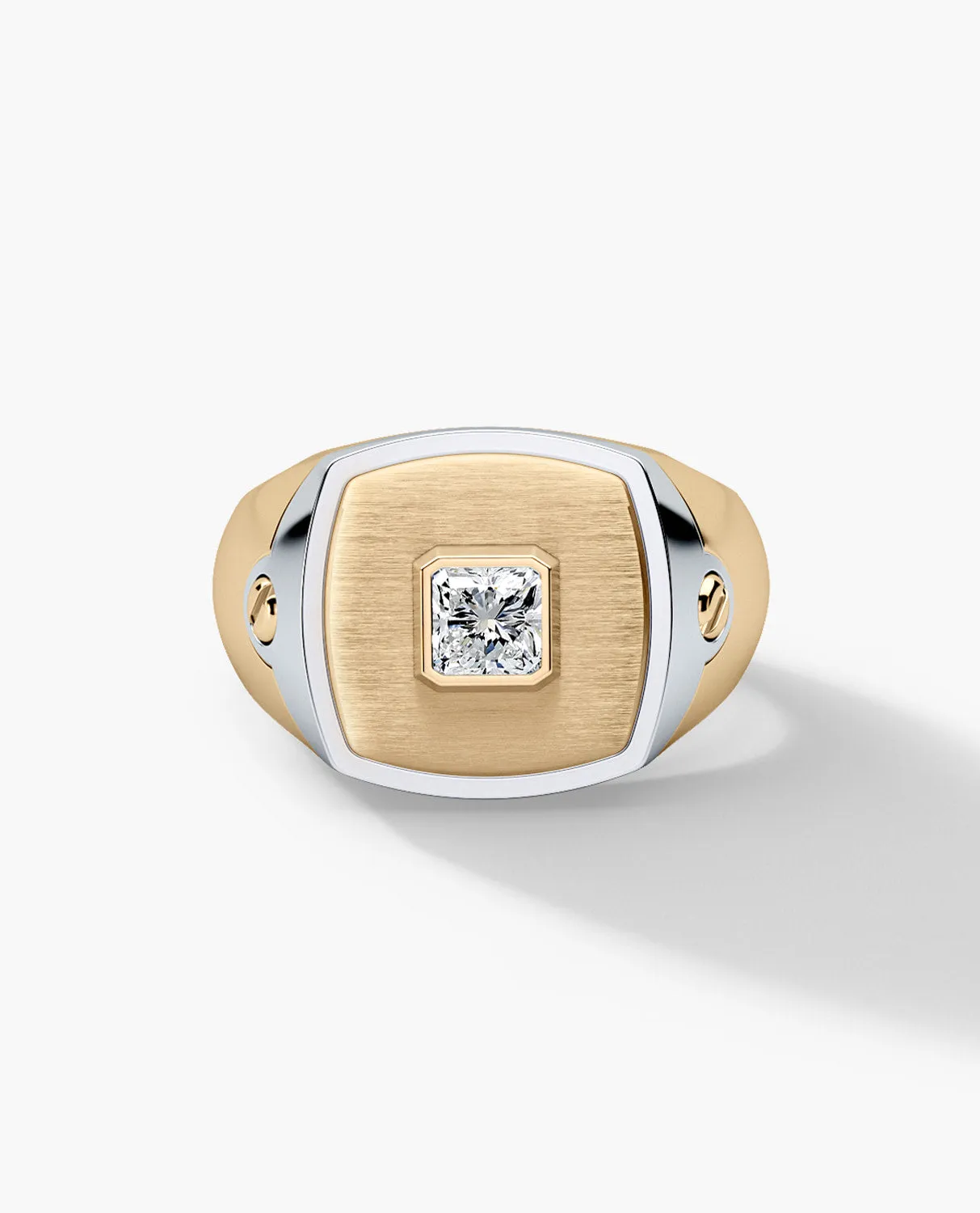 BETZ Two-Tone Gold Signet Ring with Diamond - Version 2