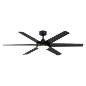 Brawn 64 Inch Black Outdoor Smart Ceiling Fan with LED CCT Select Light Kit and Remote