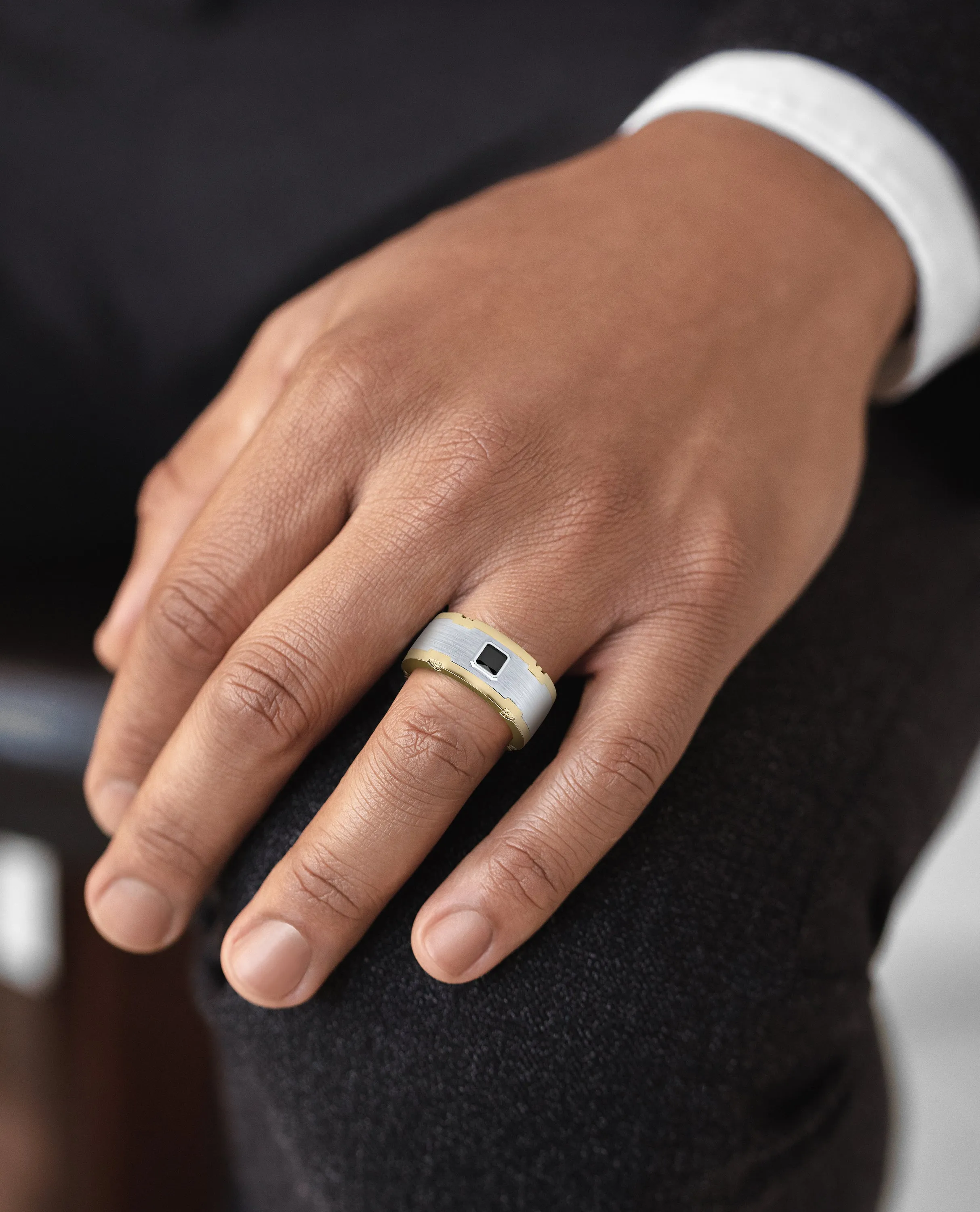 CABARRUS Two-Tone Gold Statement Ring with 0.45ct Black Diamond
