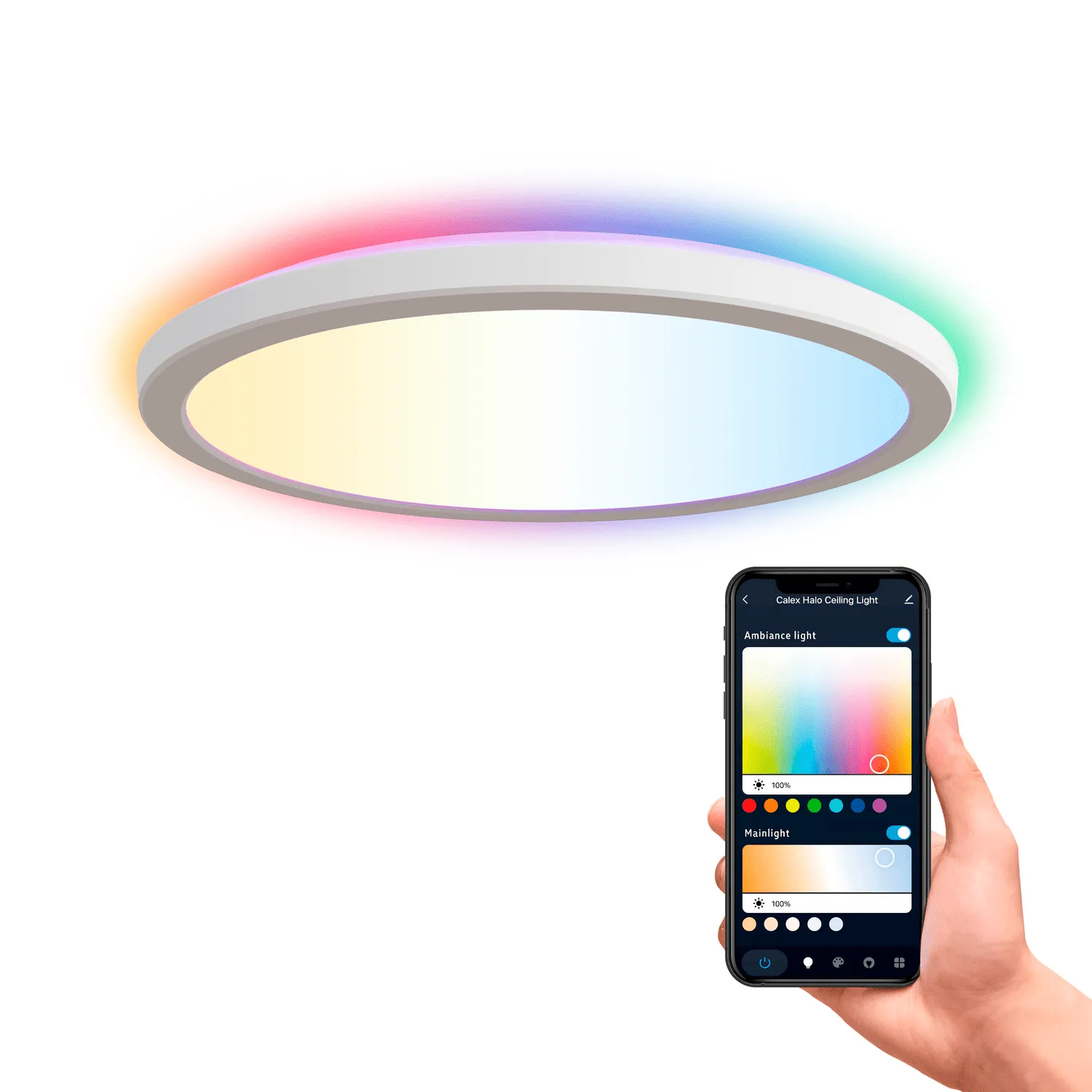 Calex Smart Halo LED Ceiling Lamp White - 30cm - RGB Warm White - 22W