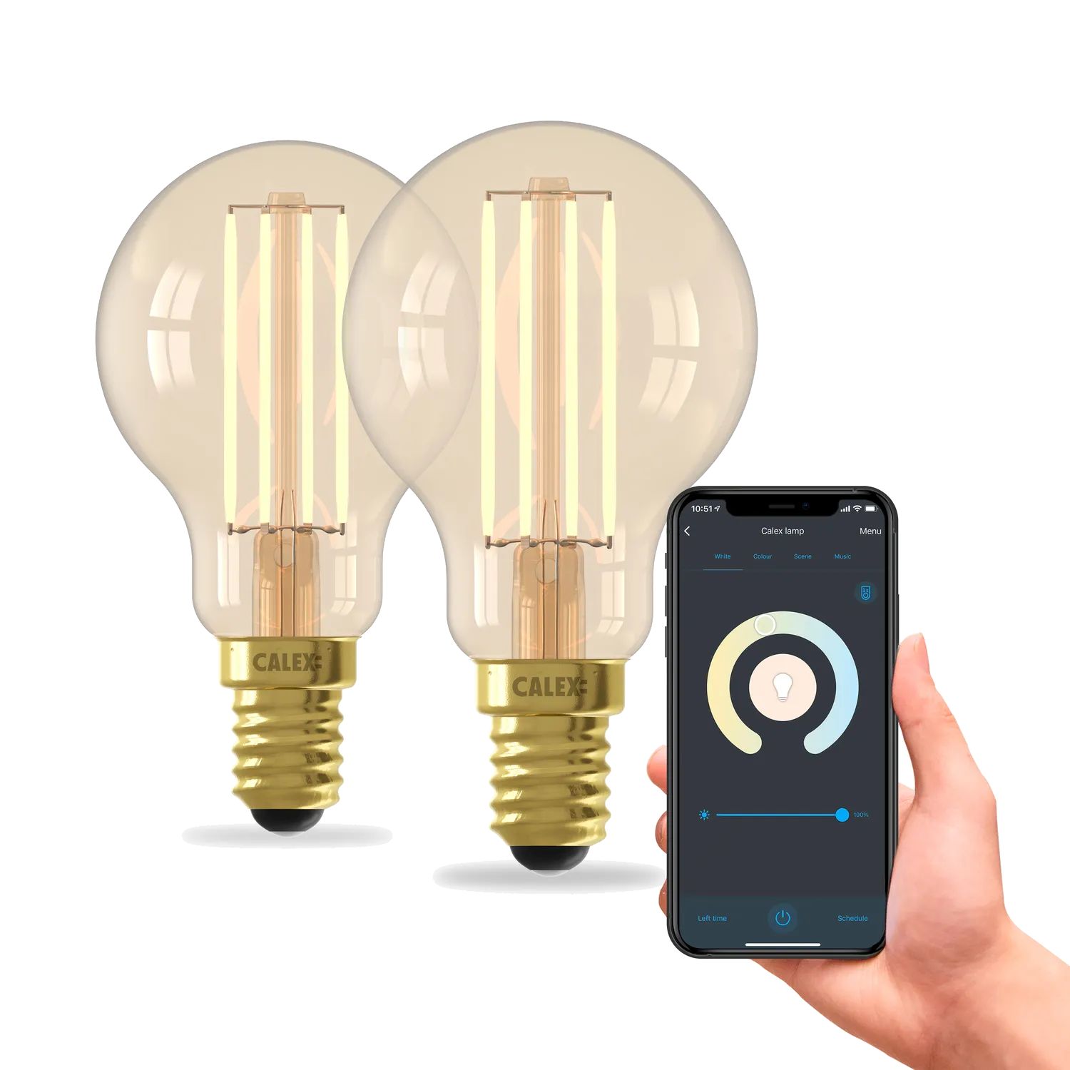 Calex Smart LED Bulb - 2 pieces - E14 - P45 - Gold - Warm White - 7W