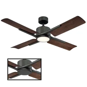 Cervantes 56" Four-Blade Indoor/Outdoor Smart Ceiling Fan with 3000K LED Light Kit and Wall Control