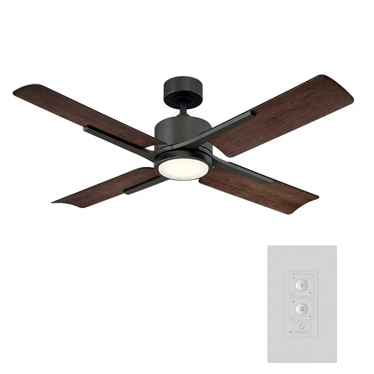 Cervantes 56" Four-Blade Indoor/Outdoor Smart Ceiling Fan with 3500K LED Light Kit and Wall Control