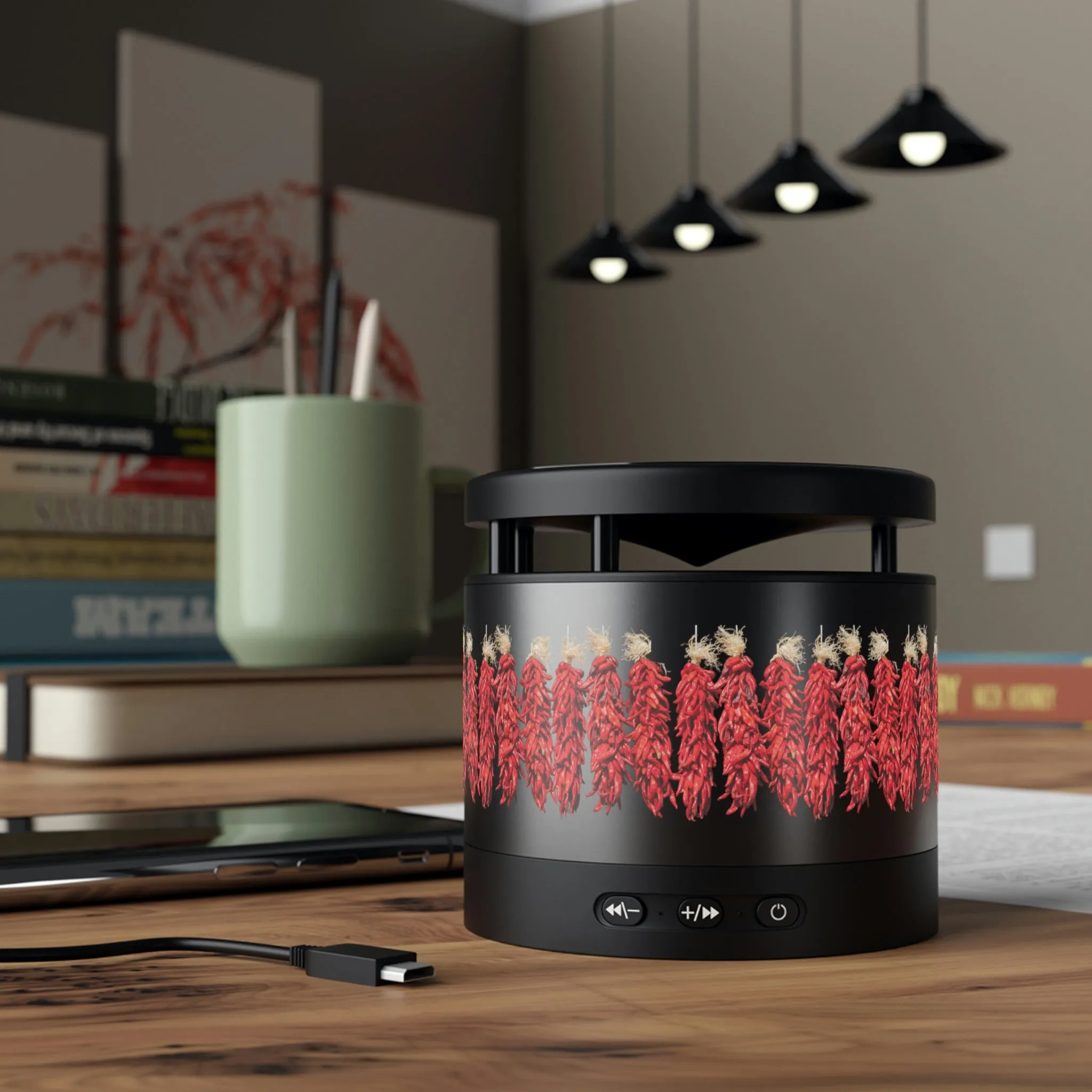Chile Chili Ristras Metal Bluetooth Speaker and Wireless Charging Pad