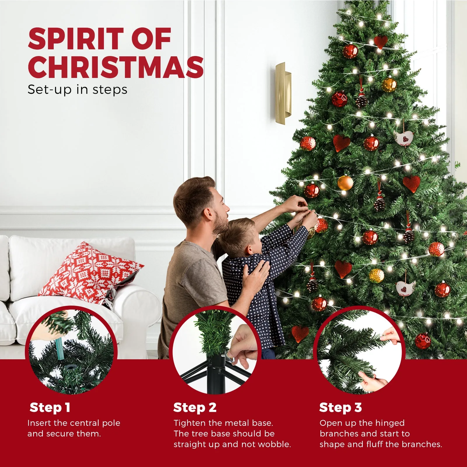 Christmas Tree Xmas Decorations 2.1M 7FT Home Decor Green Artificial 1600 tips