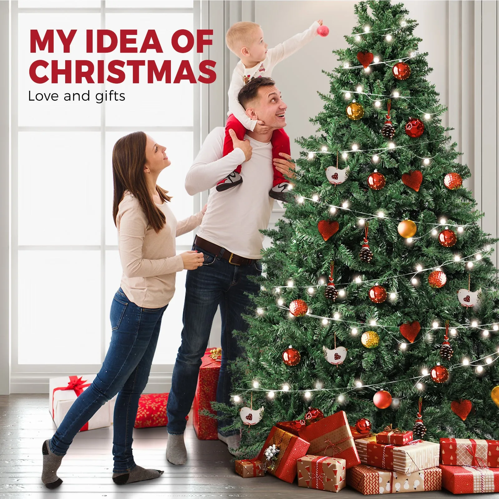 Christmas Tree Xmas Decorations 2.1M 7FT Home Decor Green Artificial 1600 tips