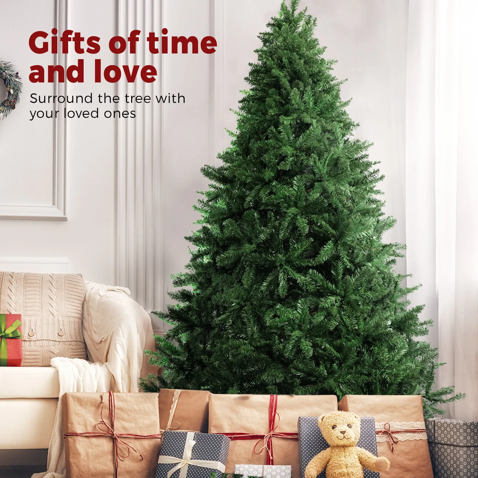 Christmas Tree Xmas Decorations 2.1M 7FT Home Decor Green Artificial 1600 tips