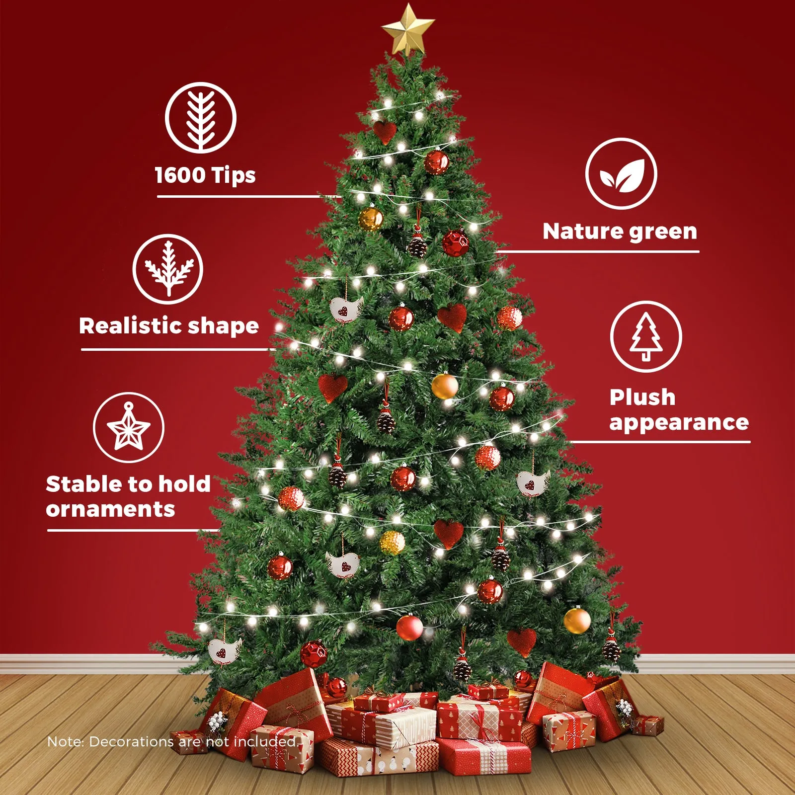 Christmas Tree Xmas Decorations 2.1M 7FT Home Decor Green Artificial 1600 tips