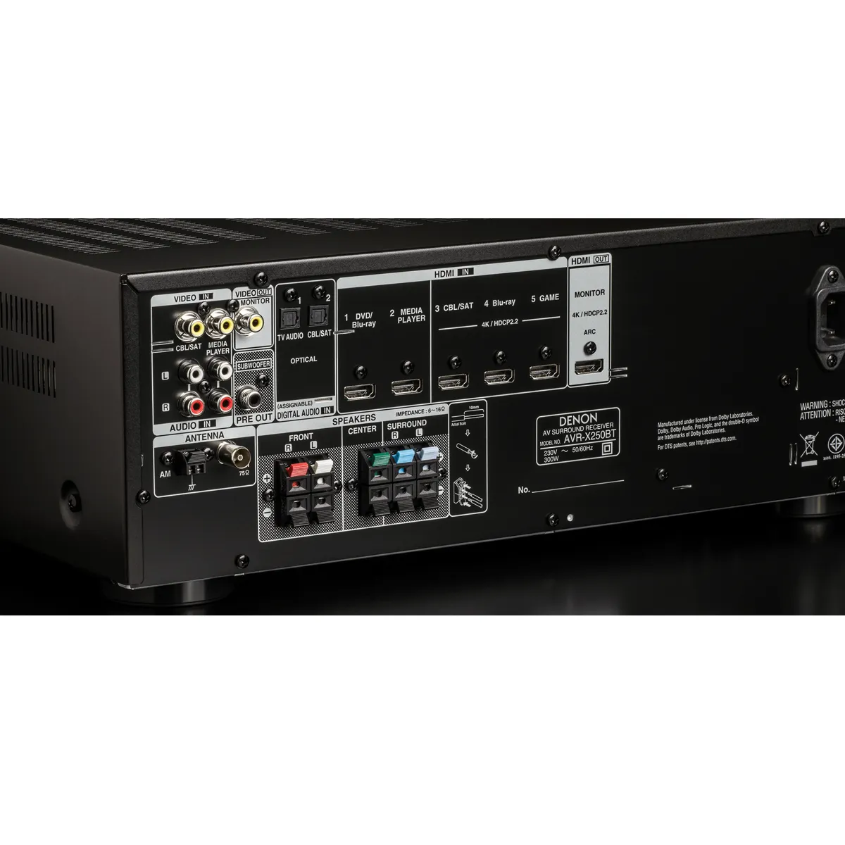 Denon AVR-X250BT 5.1 Ch 4K Ultra HD AV Receiver with Bluetooth