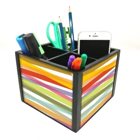 Desk Organizer For Stationery -  Colorful Strips