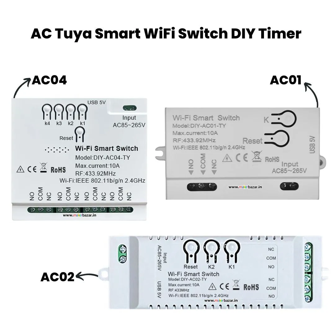 DIY-AC0x-TY AC Tuya Smart WiFi RF Switch DIY Timer