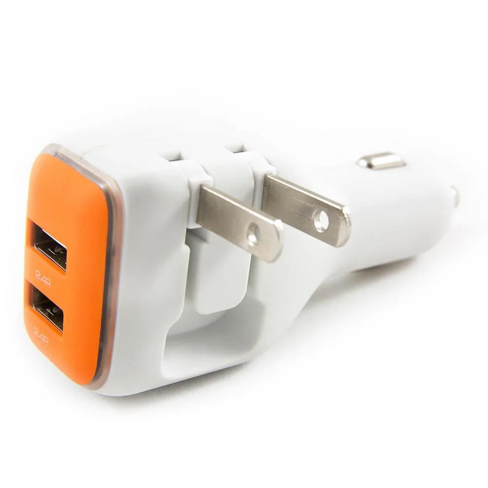DualX Wall & Car Charger - Orange
