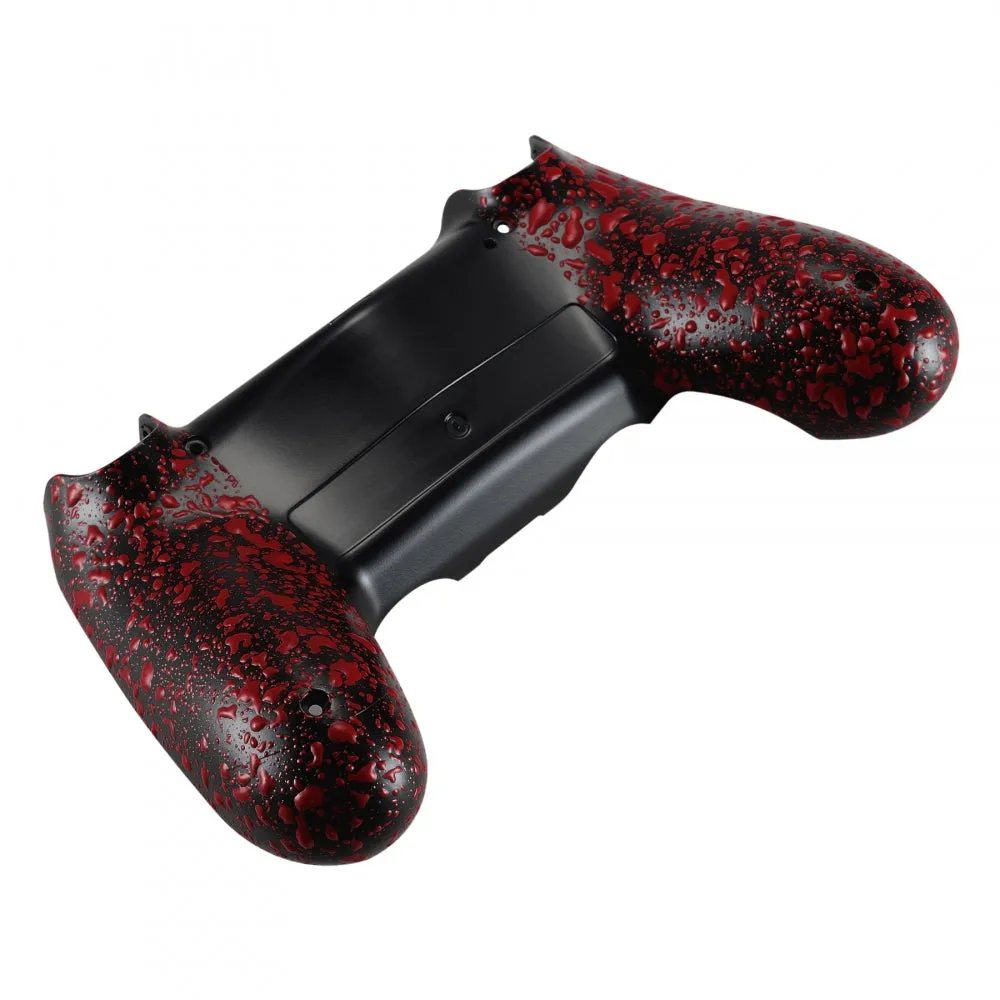 eXtremeRate Textured Red Comfortable Non-slip Back Cover for PS4 Slim Pro Remote Controller JDM-040 JDM-050 JDM-055 - SP4BR04