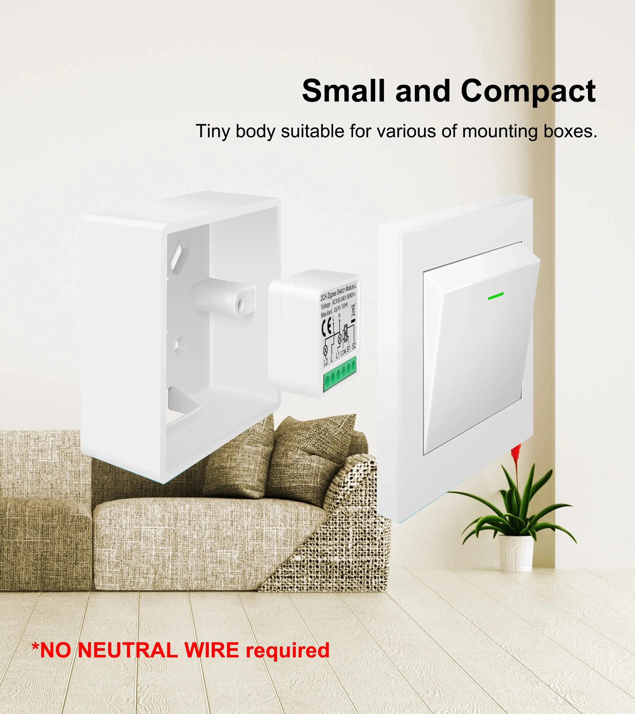 GIRIER Tuya ZigBee 3.0 Smart Switch Module No Neutral Wire Required Smart Home DIY Light Breaker Works with Alexa Google Home