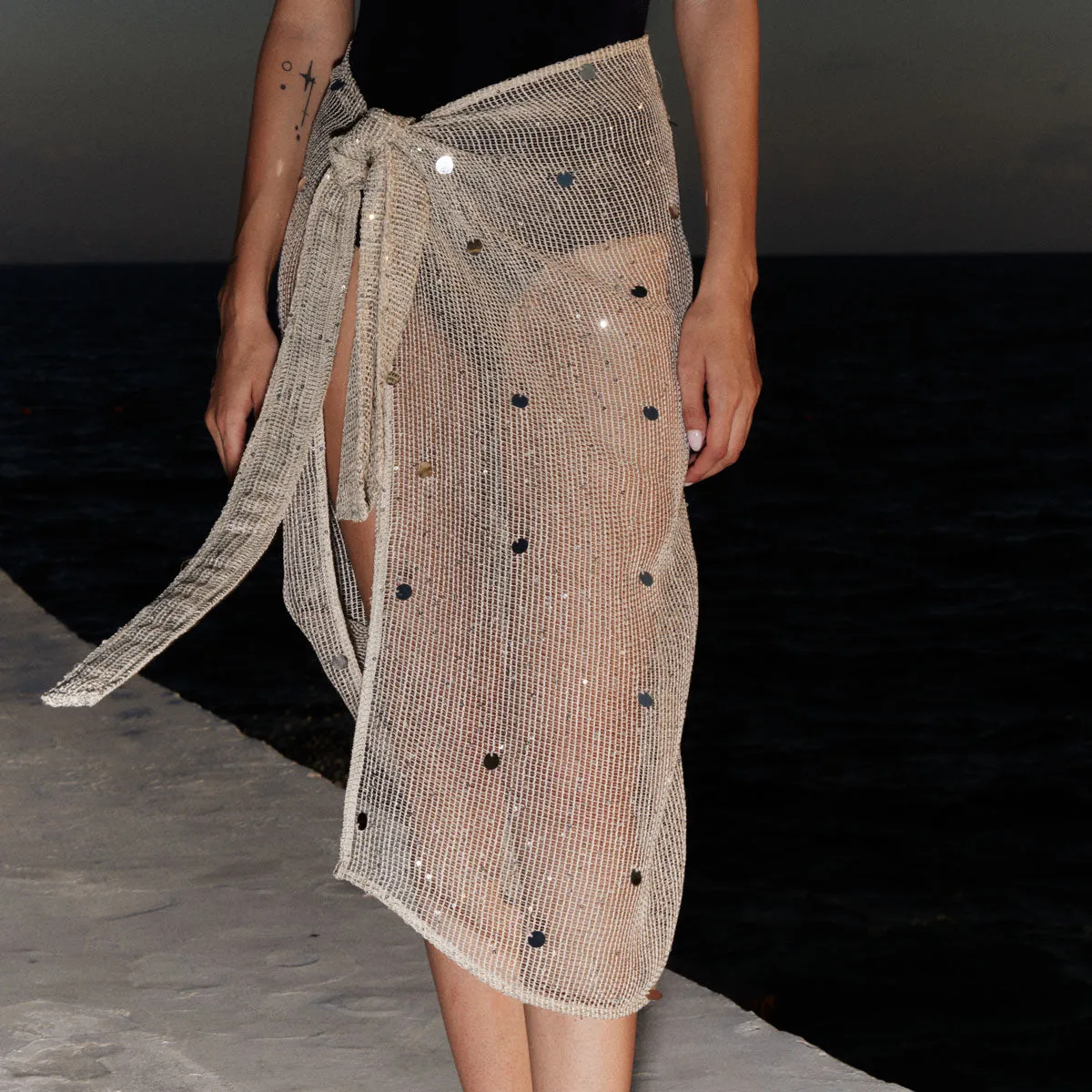 GLOW METALIC MESH LONG PAREO