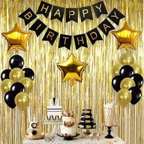 Happy Birthday Decoration Black & Golden 107 Pcs DIY Kit