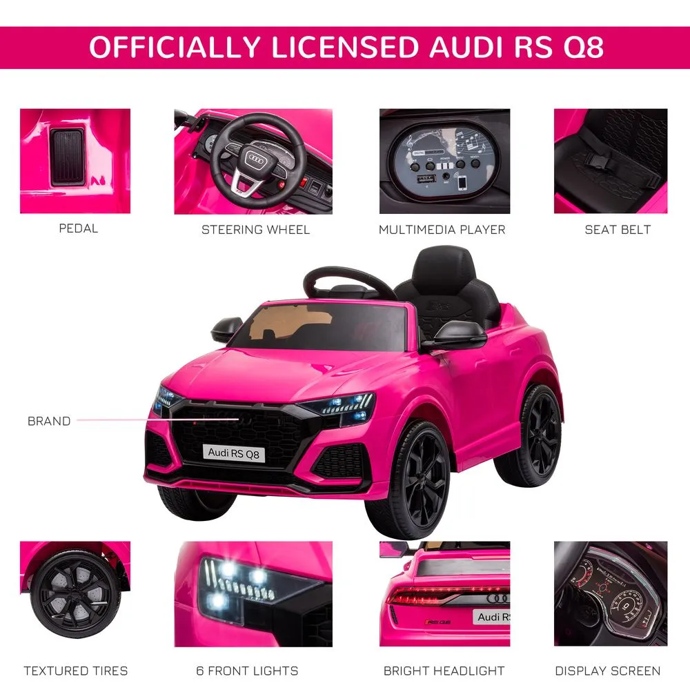 Homcom Audi RS Q8 6V Kids Electric Ride On Car Toy w/ Remote Control Pink