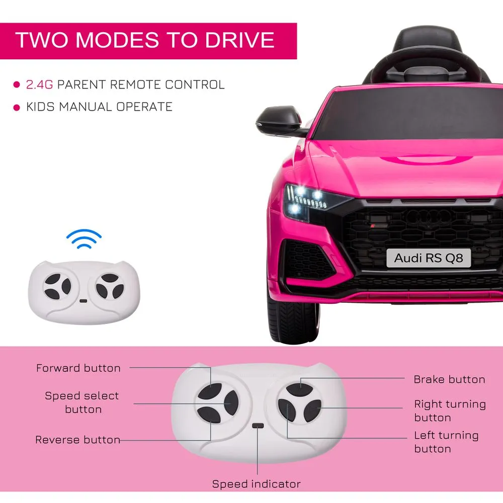 Homcom Audi RS Q8 6V Kids Electric Ride On Car Toy w/ Remote Control Pink
