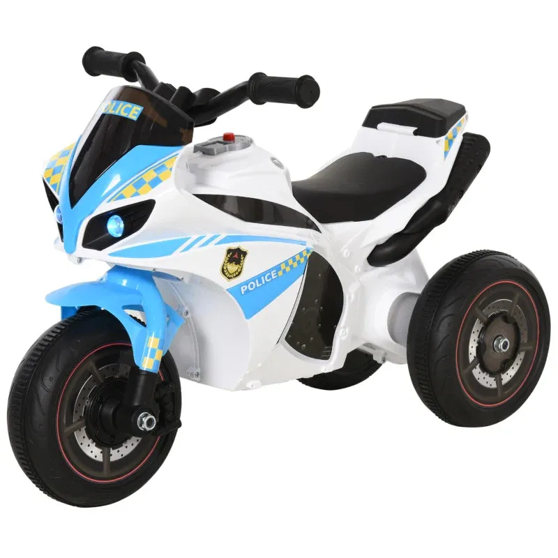 HOMCOM Kids Ride-On Police Bike with 3 Wheels - Blue