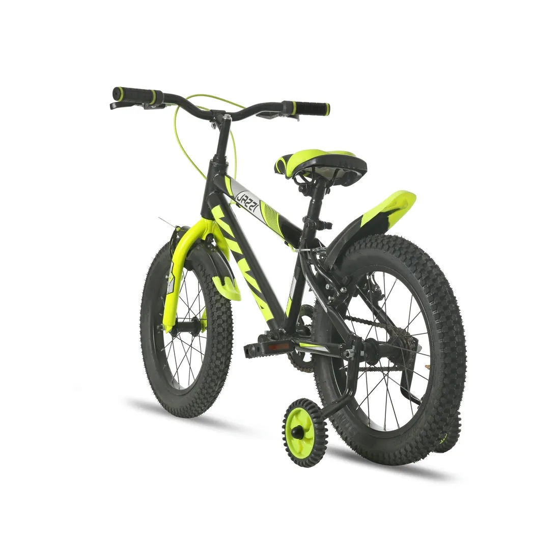 Jazzi Single Speed 16T Single Speed Steel Bicycle for Kids (Black-Green) Suitable for Age : 4 to 6 Years || Height : 3ft 5  to 3ft 9