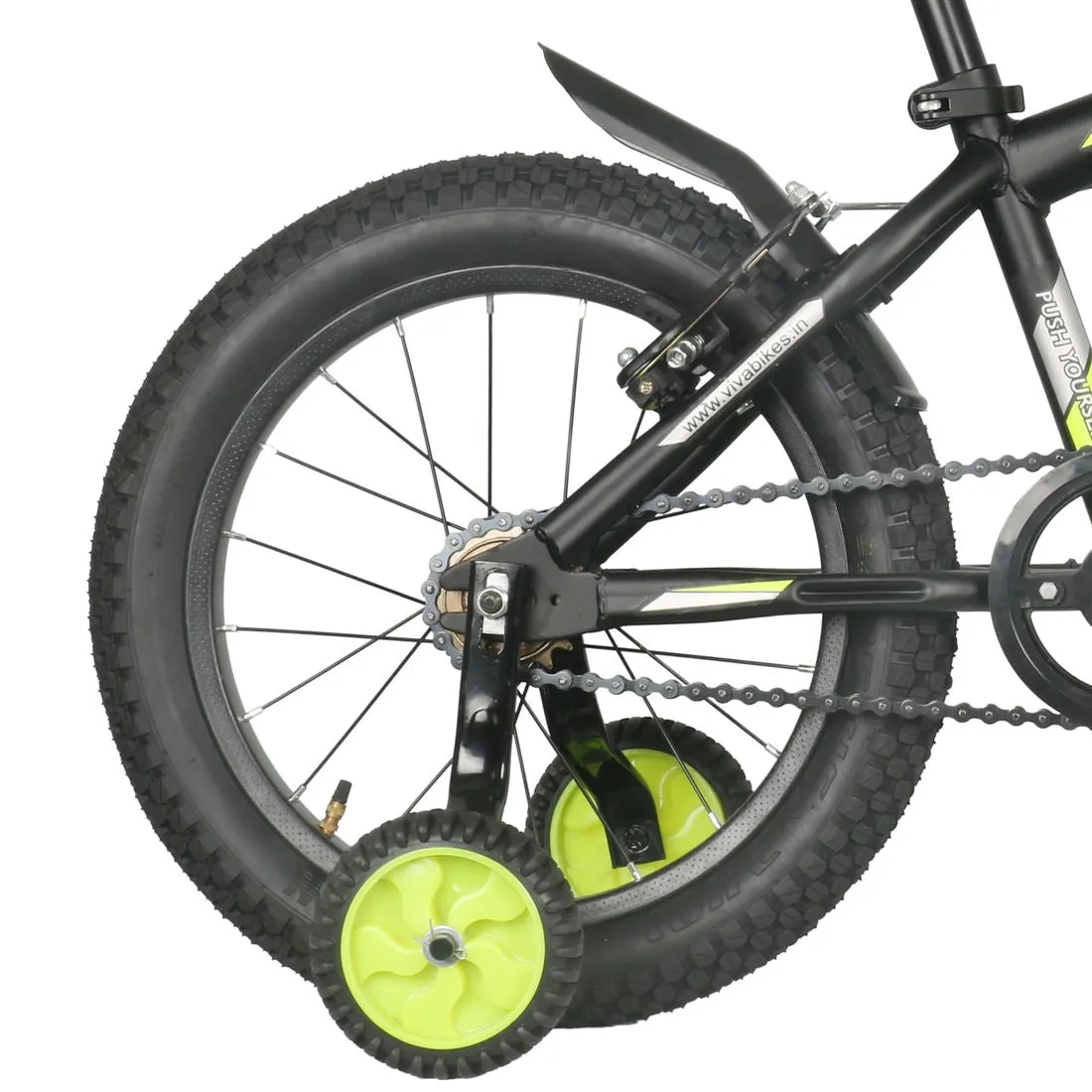 Jazzi Single Speed 16T Single Speed Steel Bicycle for Kids (Black-Green) Suitable for Age : 4 to 6 Years || Height : 3ft 5  to 3ft 9