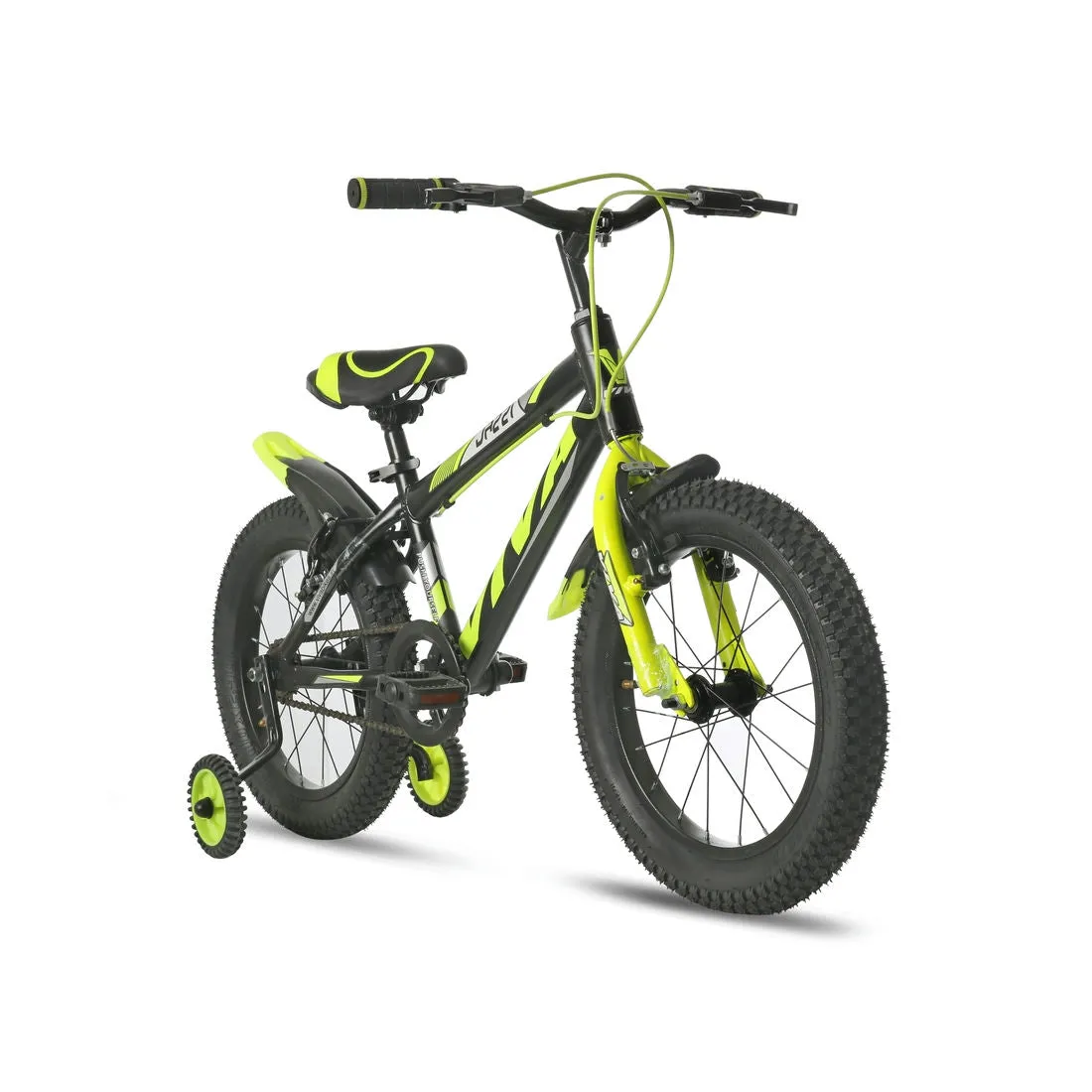 Jazzi Single Speed 16T Single Speed Steel Bicycle for Kids (Black-Green) Suitable for Age : 4 to 6 Years || Height : 3ft 5  to 3ft 9