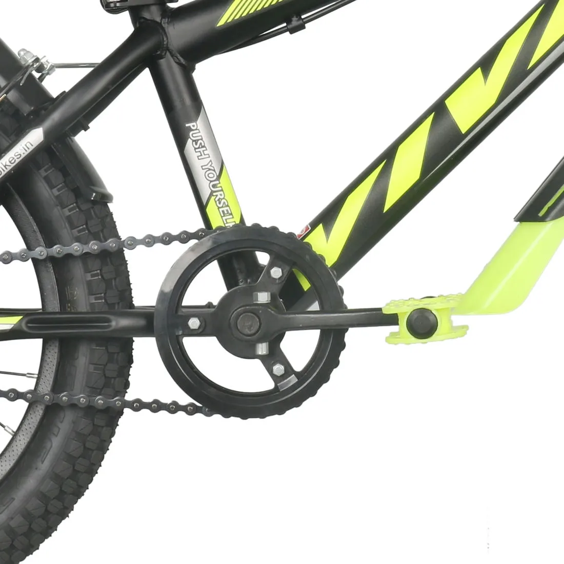 Jazzi Single Speed 16T Single Speed Steel Bicycle for Kids (Black-Green) Suitable for Age : 4 to 6 Years || Height : 3ft 5  to 3ft 9
