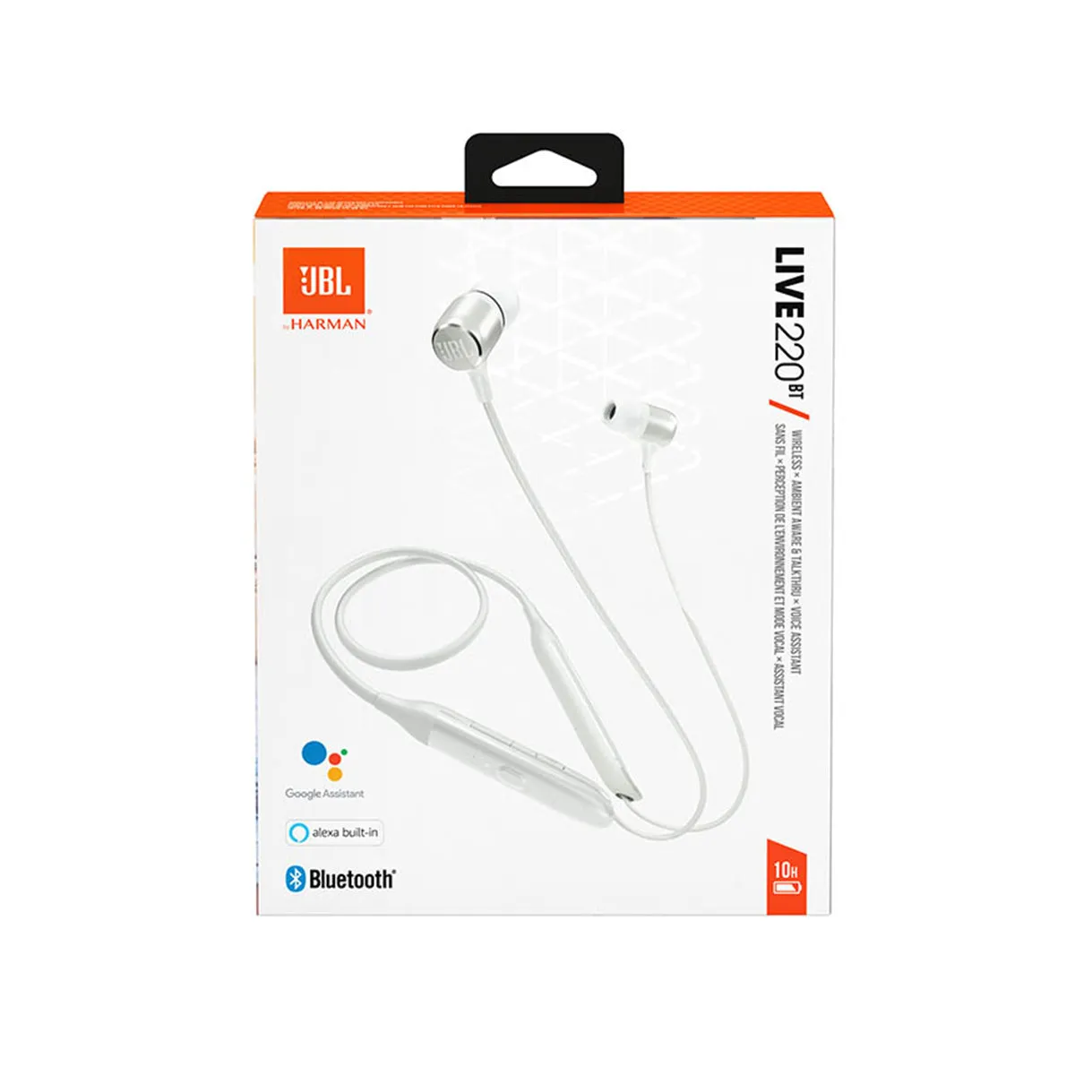 JBL Live 220BT In-Ear Wireless Neckband Headphones - White